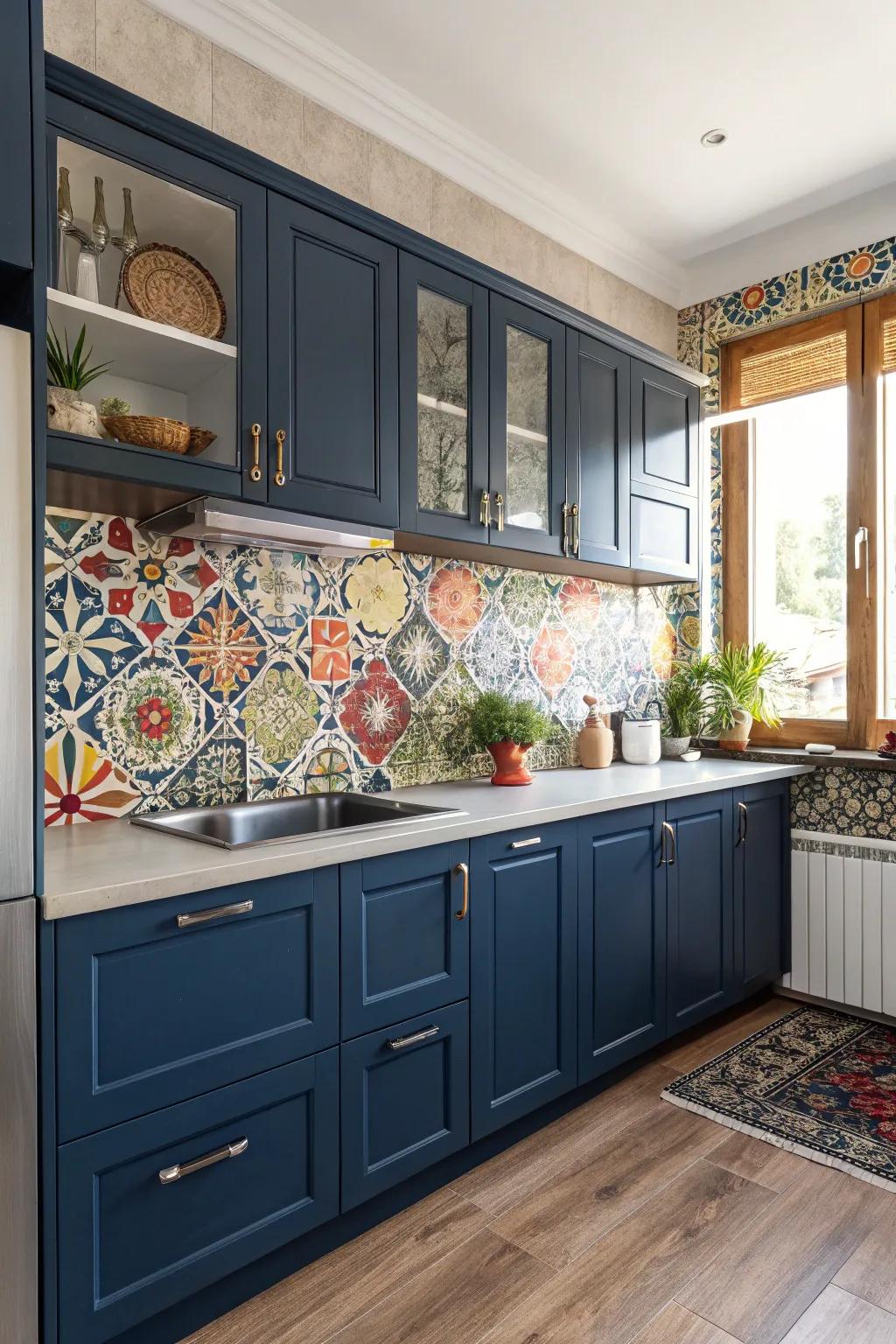 North African tiles add a vibrant and exotic touch to deep sea cooking areas.