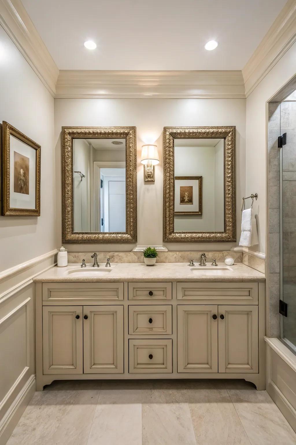 Minimalist picture frame molding presents subtle sophistication.