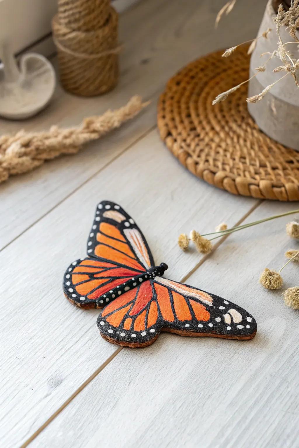 Append a hint of artisanal elegance to your home with these vibrant clay butterfly magnets.