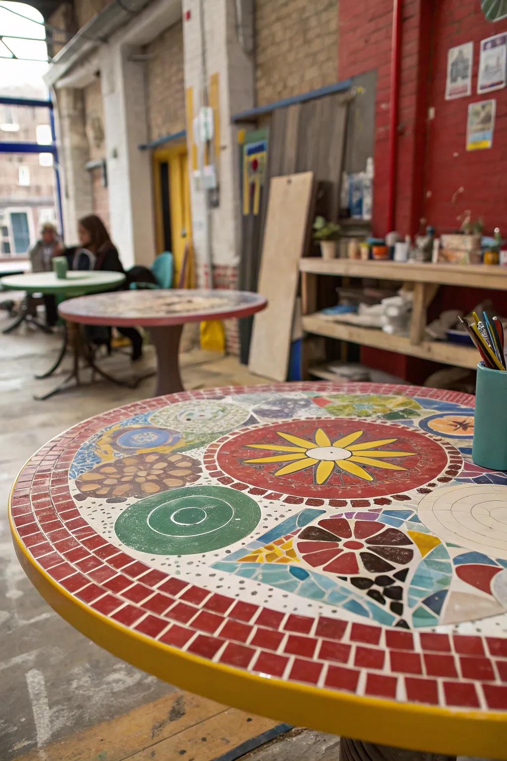 A diverse mosaic composition infuses amusement and individuality into your d&eacute;cor.