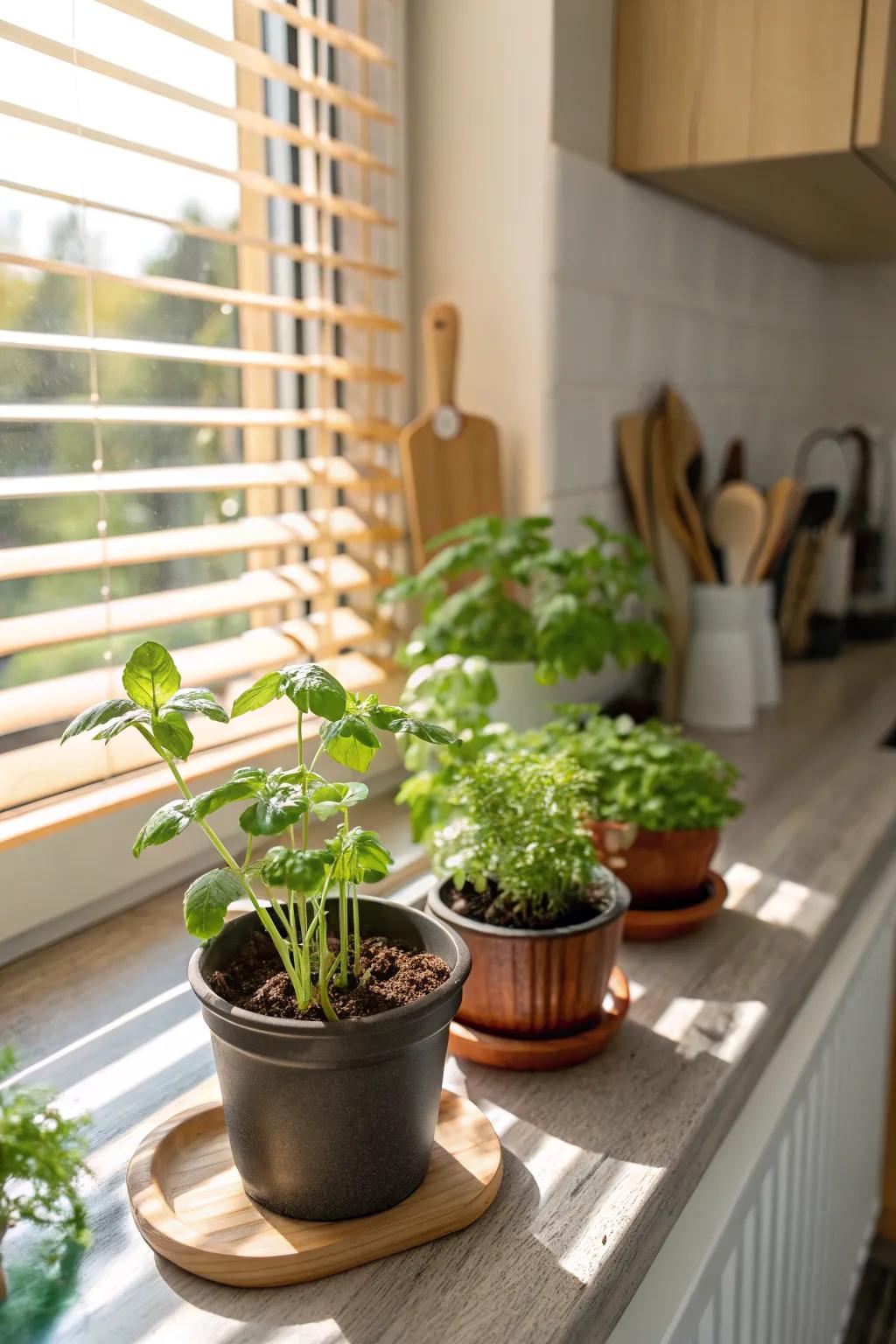 A DIY herb setup for fresh culinary motivation.