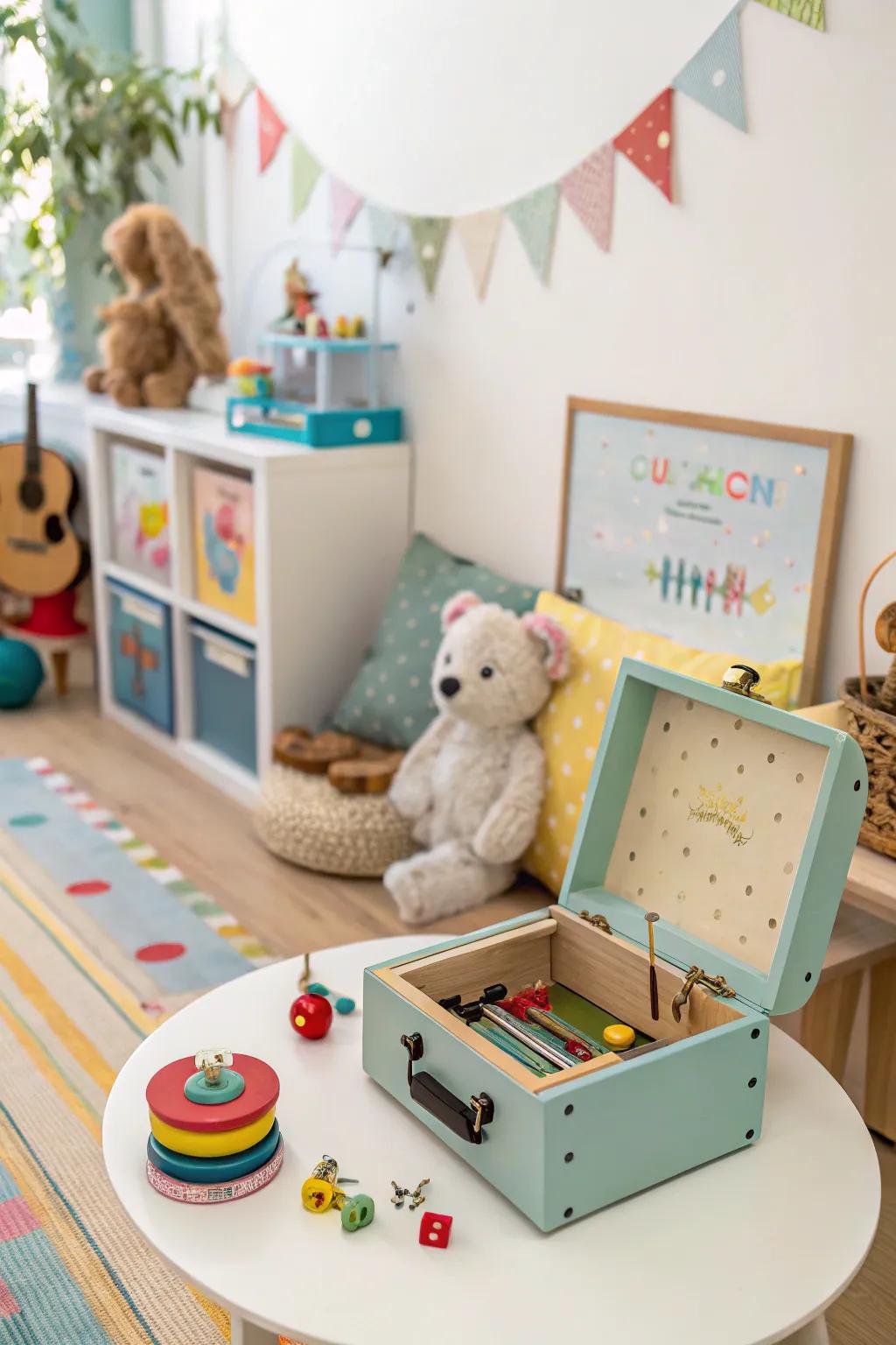 An interactive music box that delights with sound and movement.