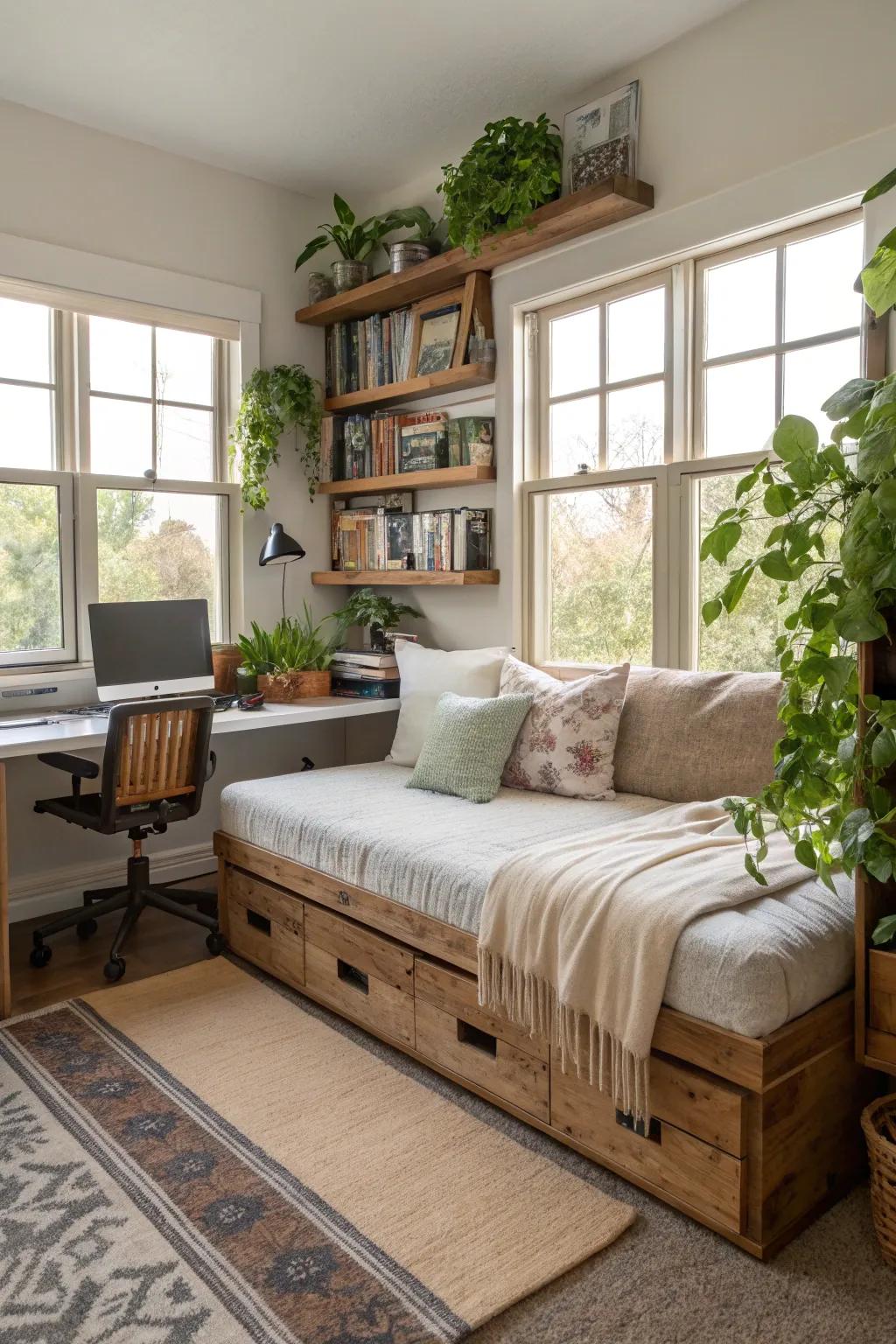 An eco-friendly daybed complements a sustainable lifestyle.