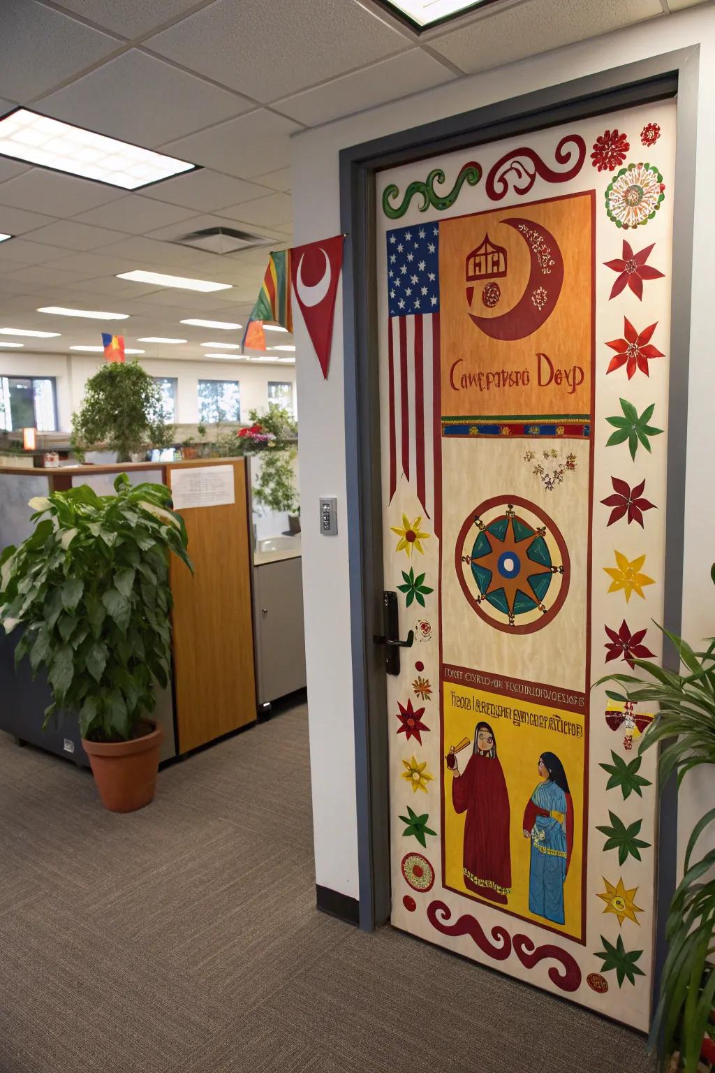 Celebrate diversity with a customs-themed entrance.