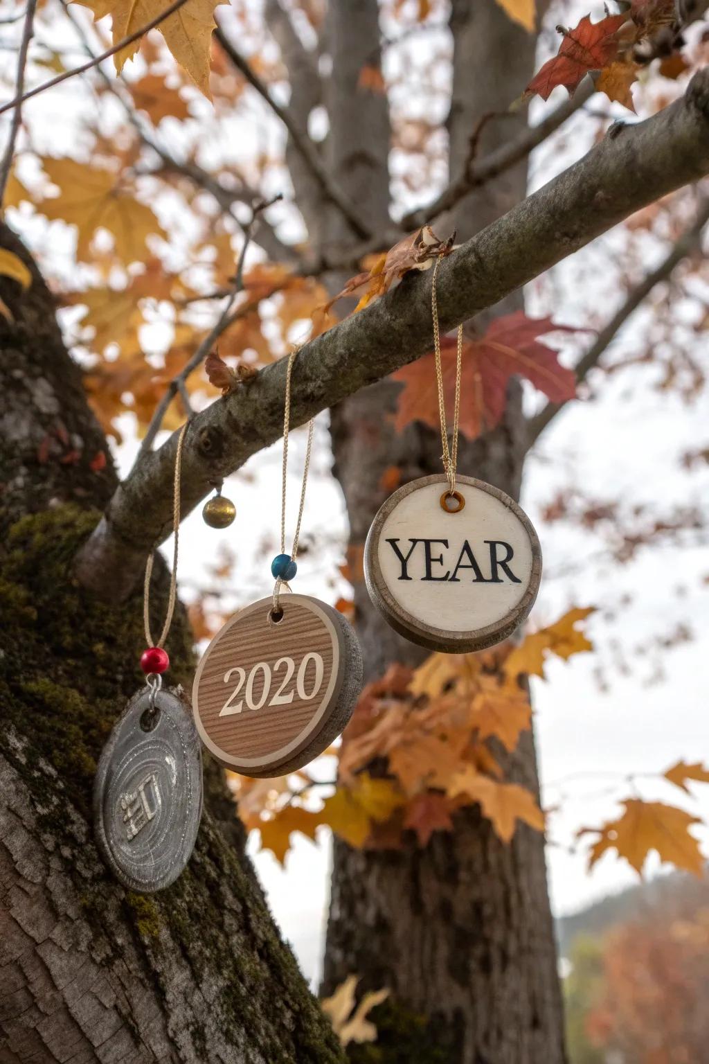 Honor memorable years using vintage-inspired ornament artwork.