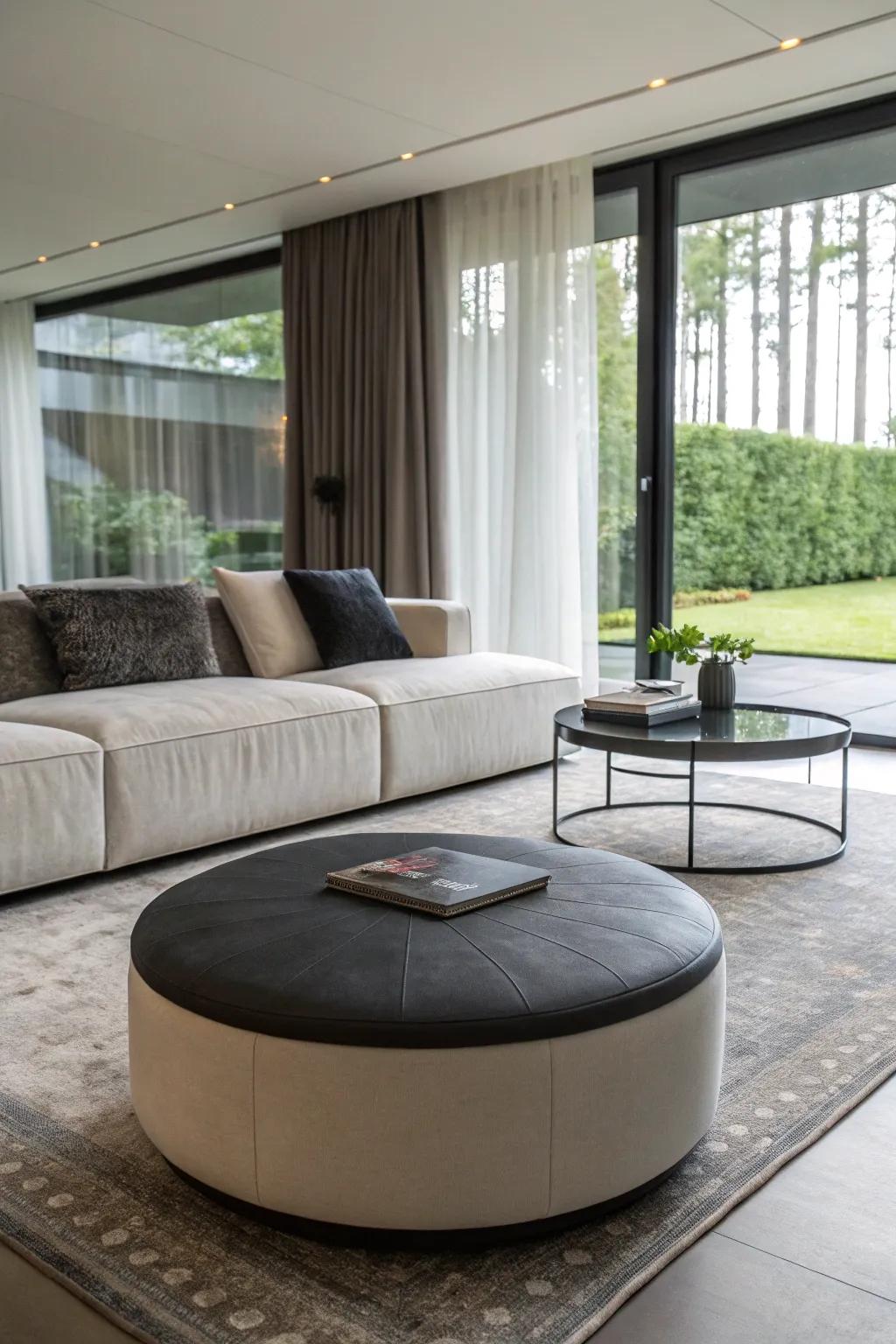 A spherical ottoman introducing playful shapes