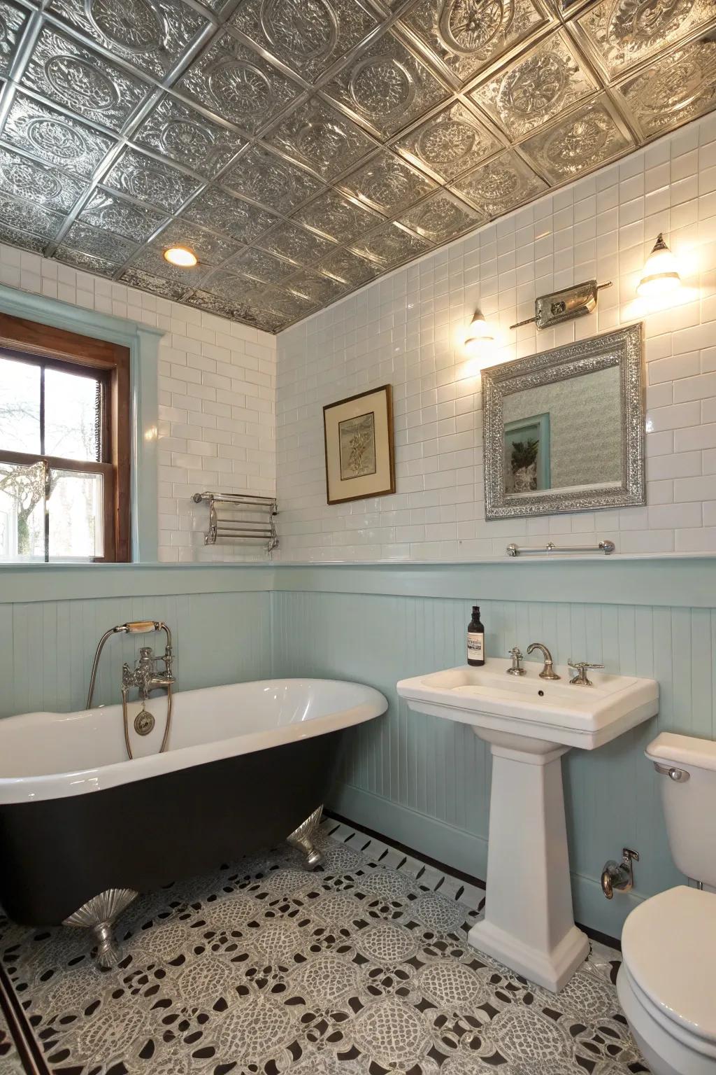 Tin tiles bring vintage glamour to any room.