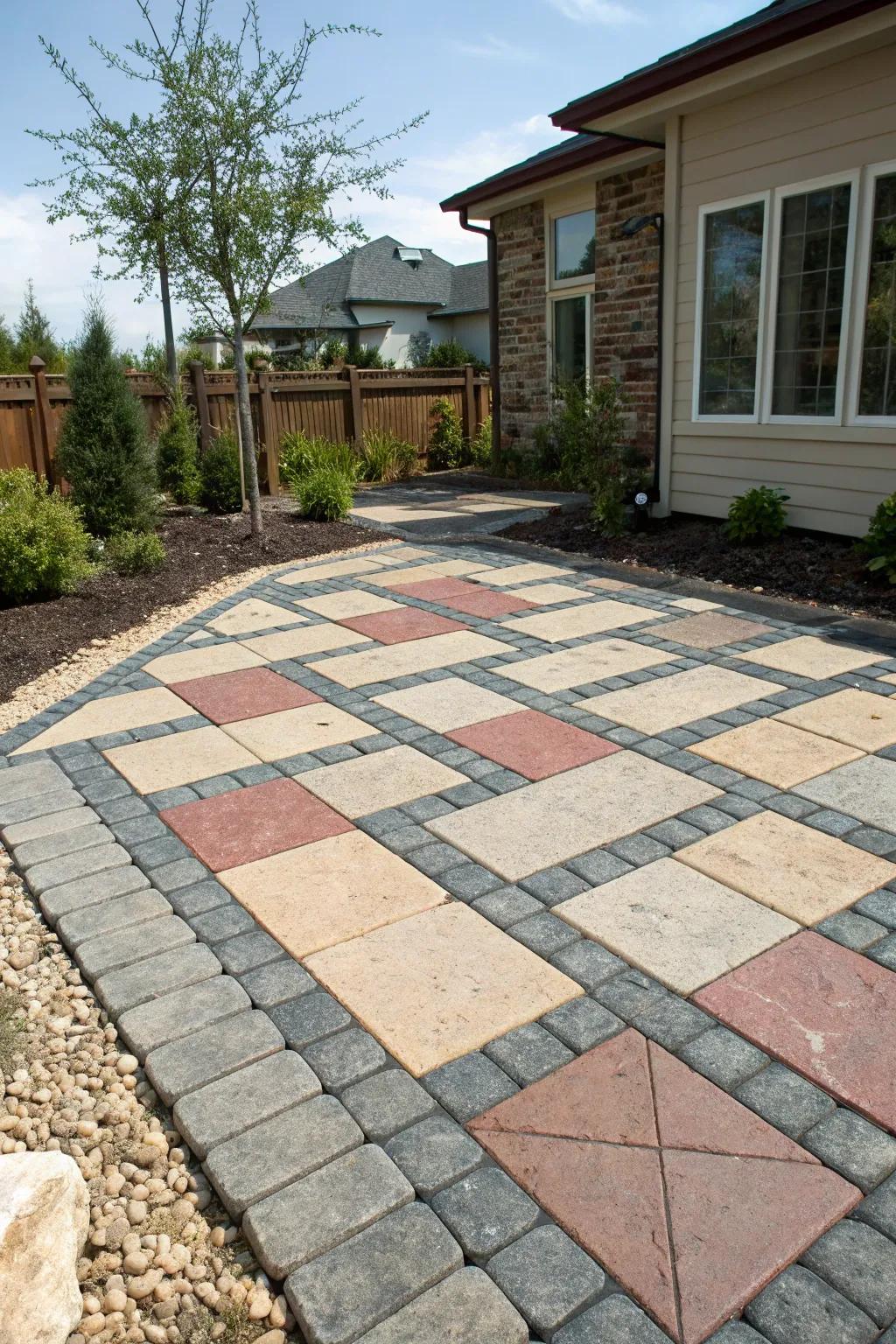 Patterned pavers give your patio a creative touch.