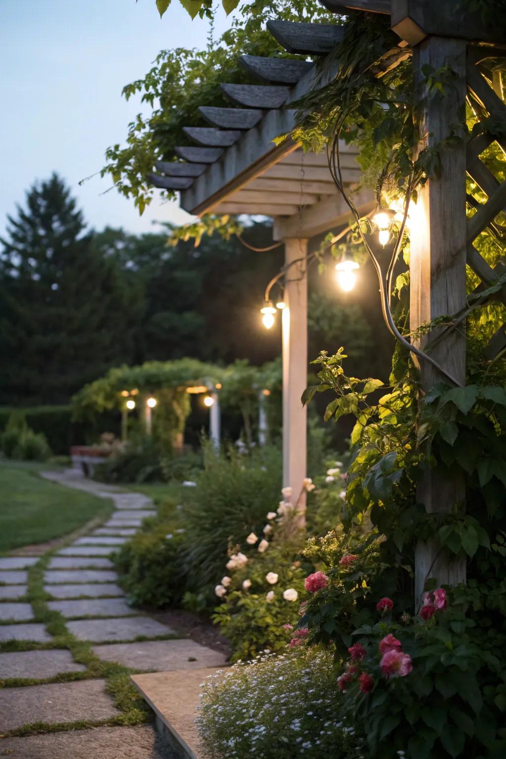 Highlight your garden's beauty with strategically placed spotlights.