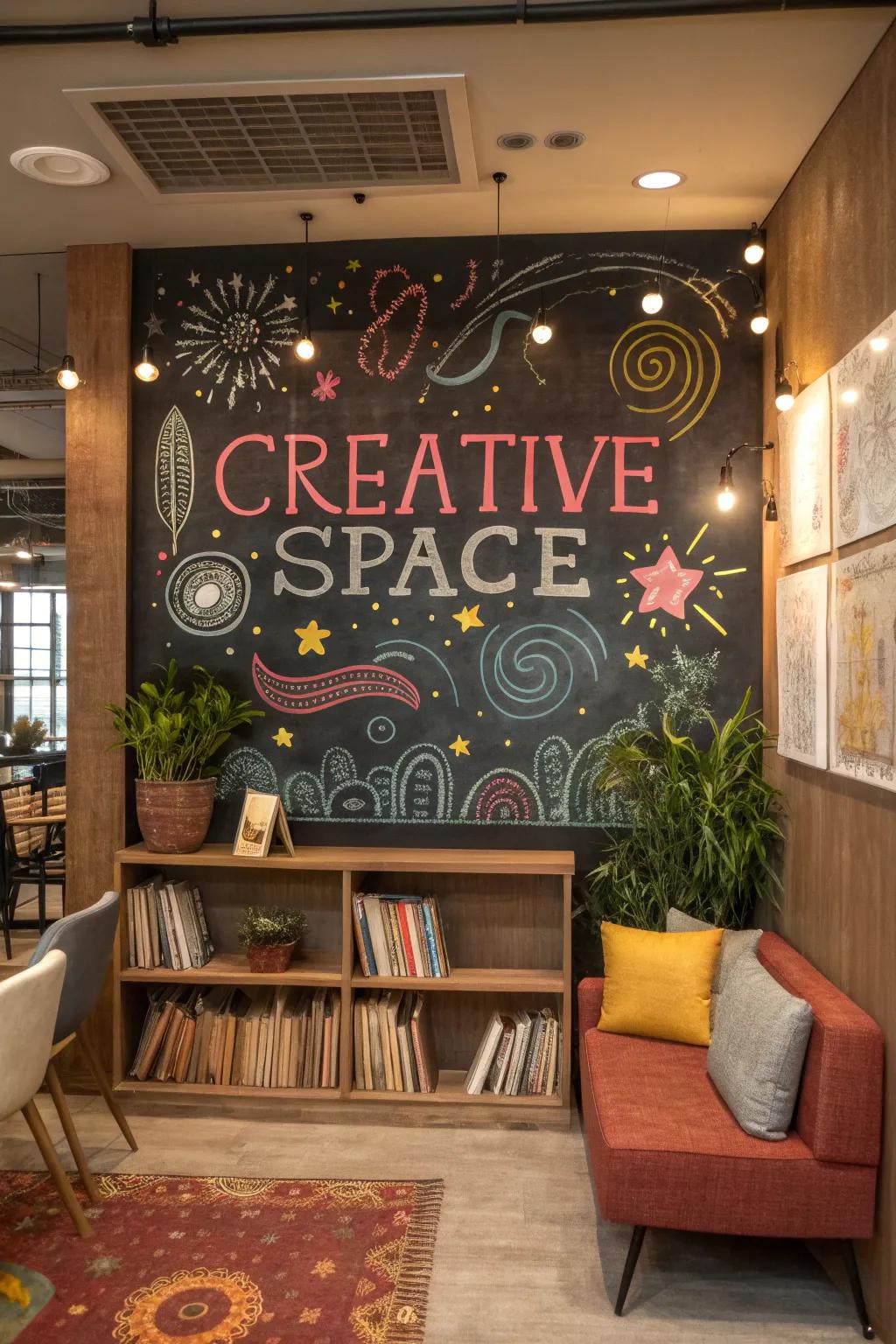 A chalkboard setting enables creativity to shine in each image.