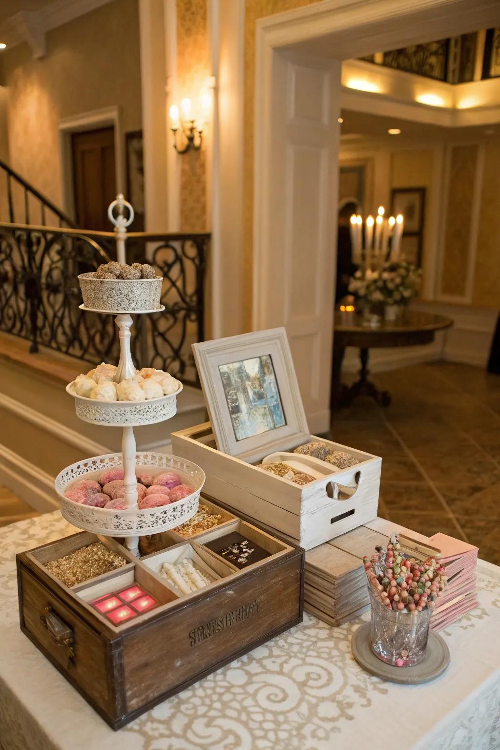 Imaginative displays maintain your photo booth organized and stylish.