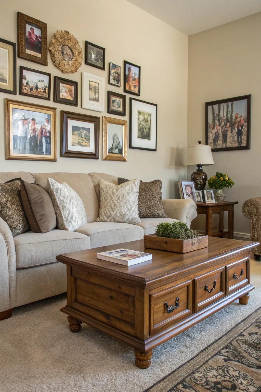 Integrating furniture and frames fosters a harmonious room design.