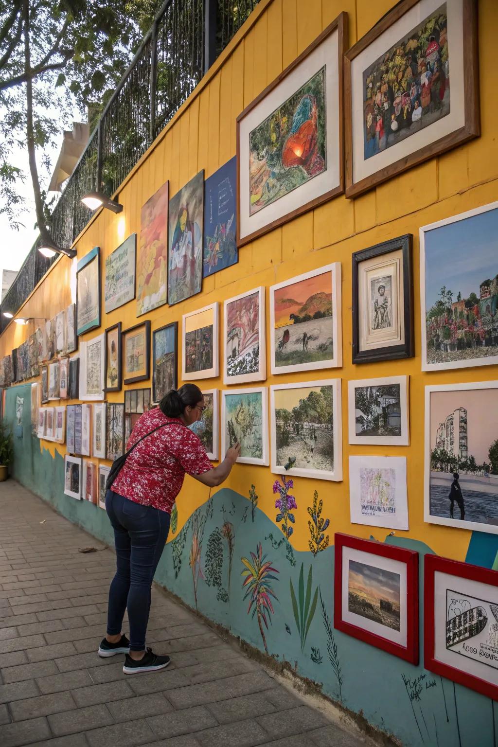 A mixed media picture wall for compelling visual storytelling.