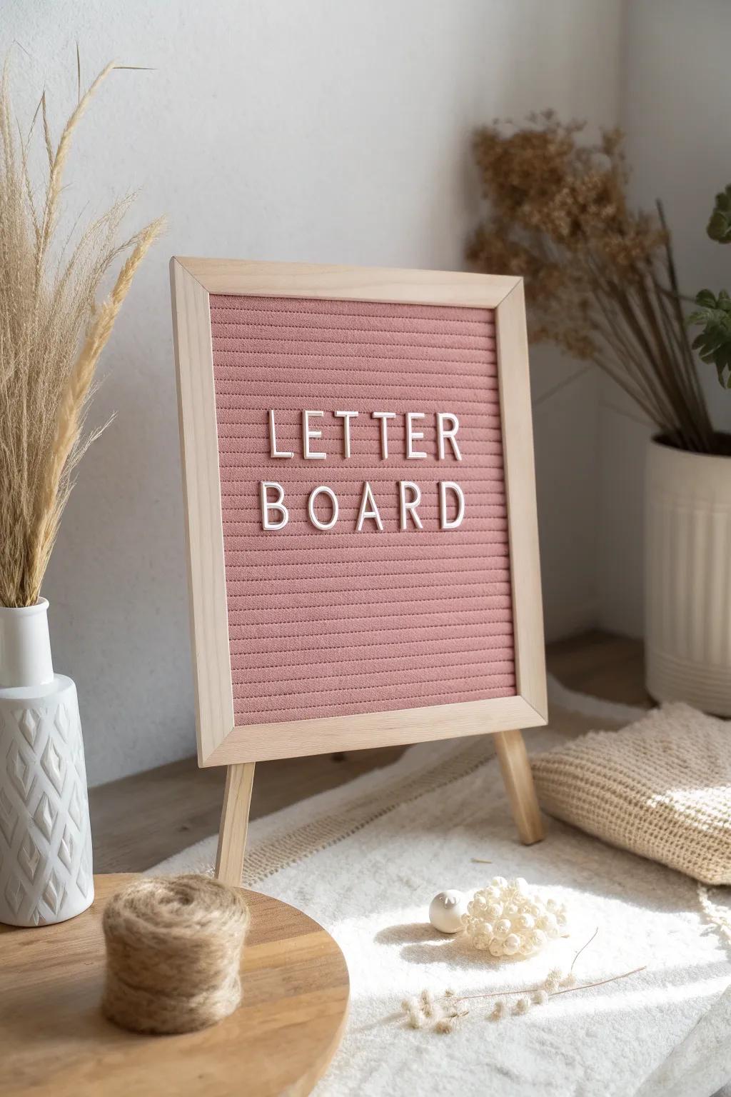 Contribute a dash of charm and optimism to your area via this gorgeous blush fabric letter panel. Tailored for your preferred quotes!