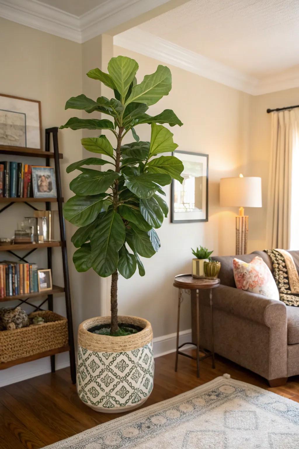 Breathe vitality into unused corners with lofty, leafy plants.