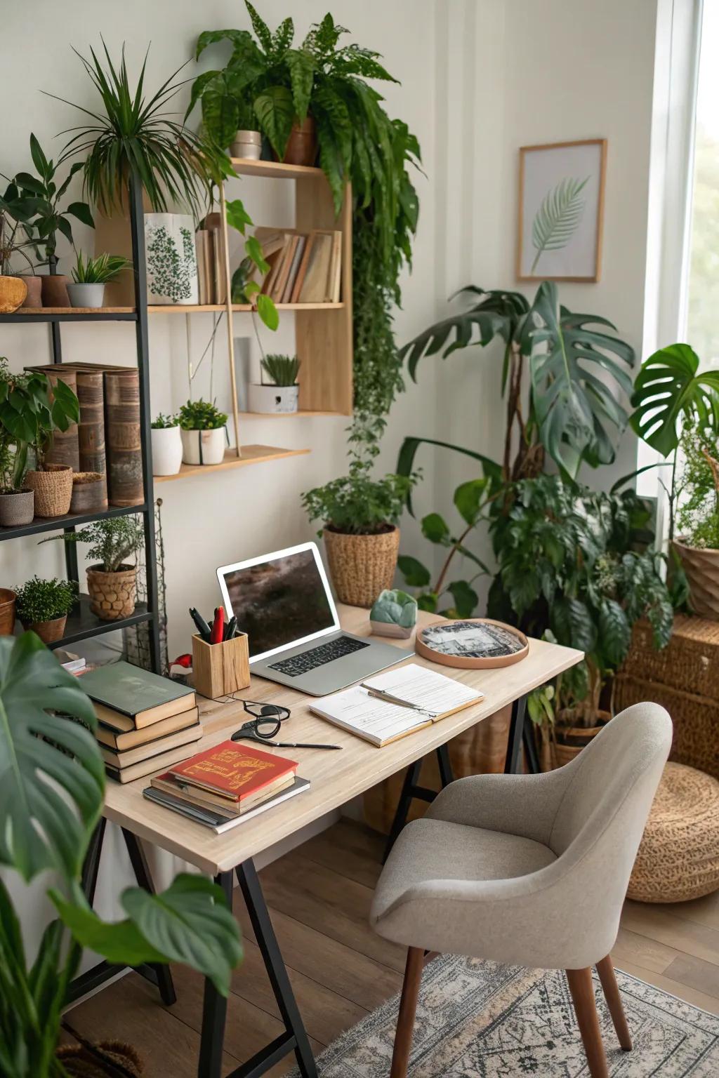 Boost productivity with a verdant workspace.