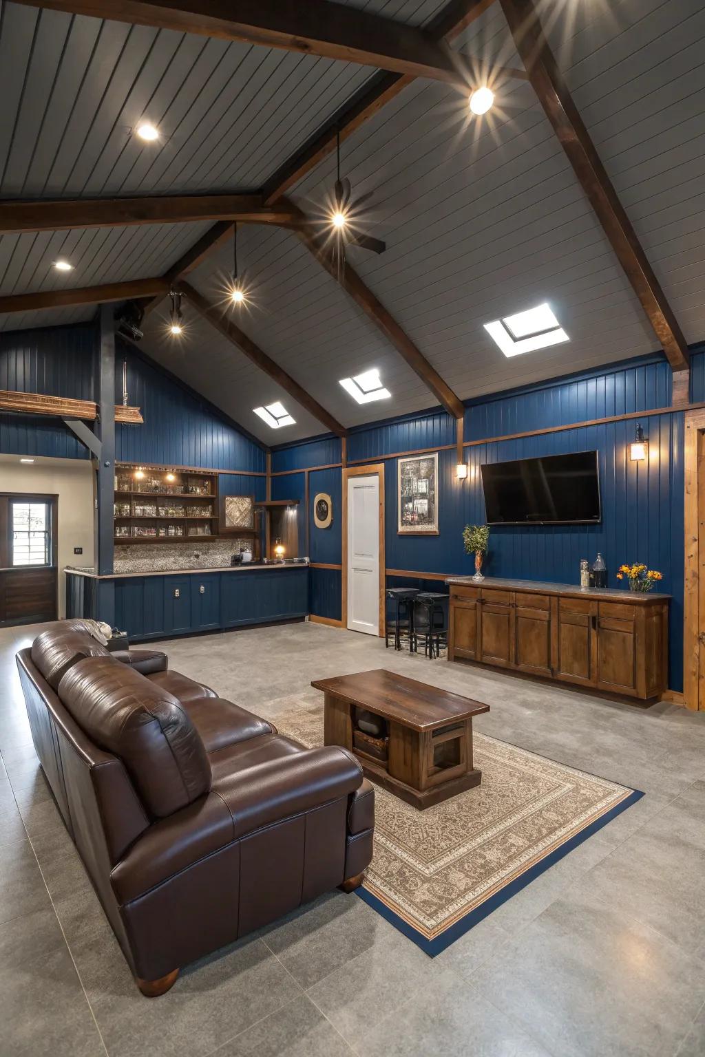 An elegant color scheme has the potential to elevate the style of your man cave.