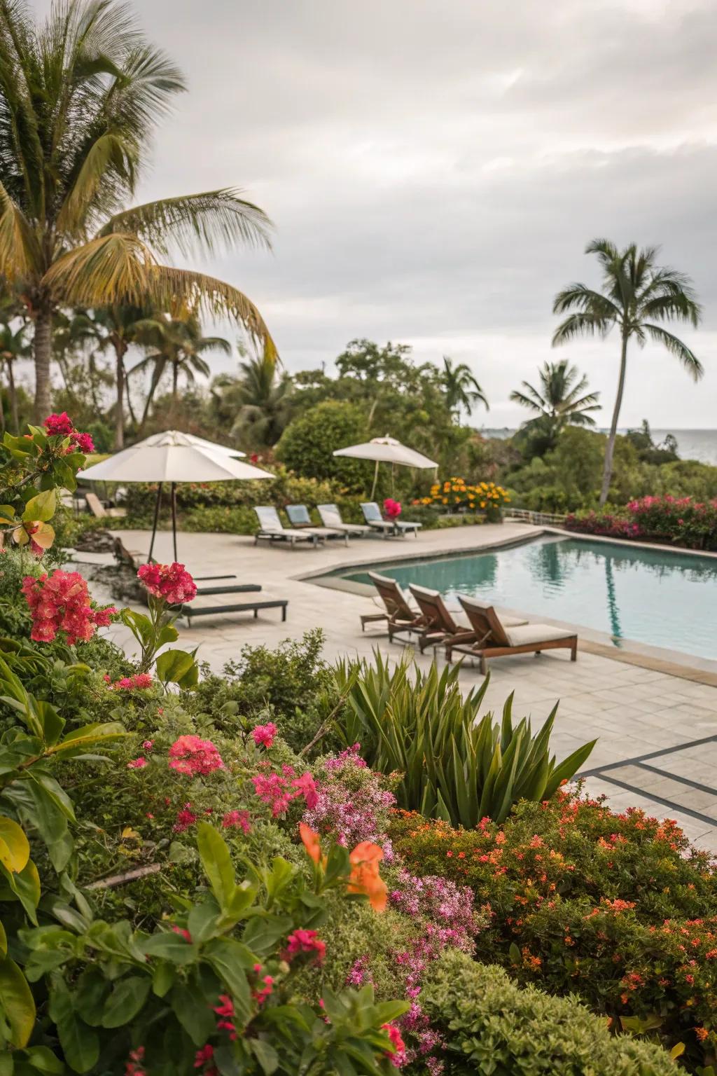 Tropical plants transform your pool area into an exotic escape.