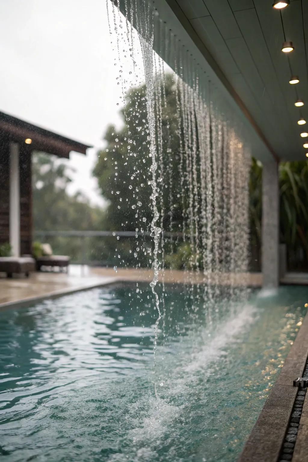 Rain curtains deliver a captivating and serene addition to your pool.