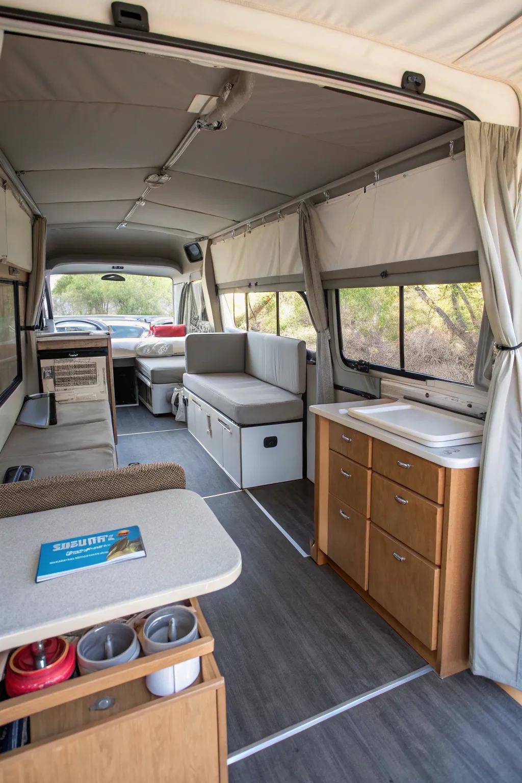 A tidy layout enhances comfort and functionality in your camper.