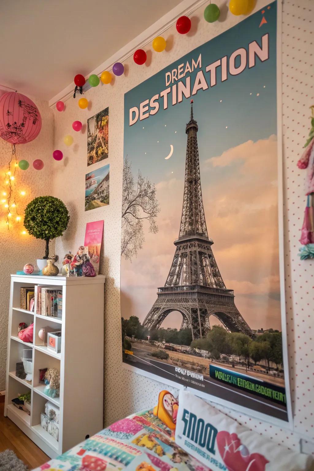 A dream destination poster igniting wanderlust in children.