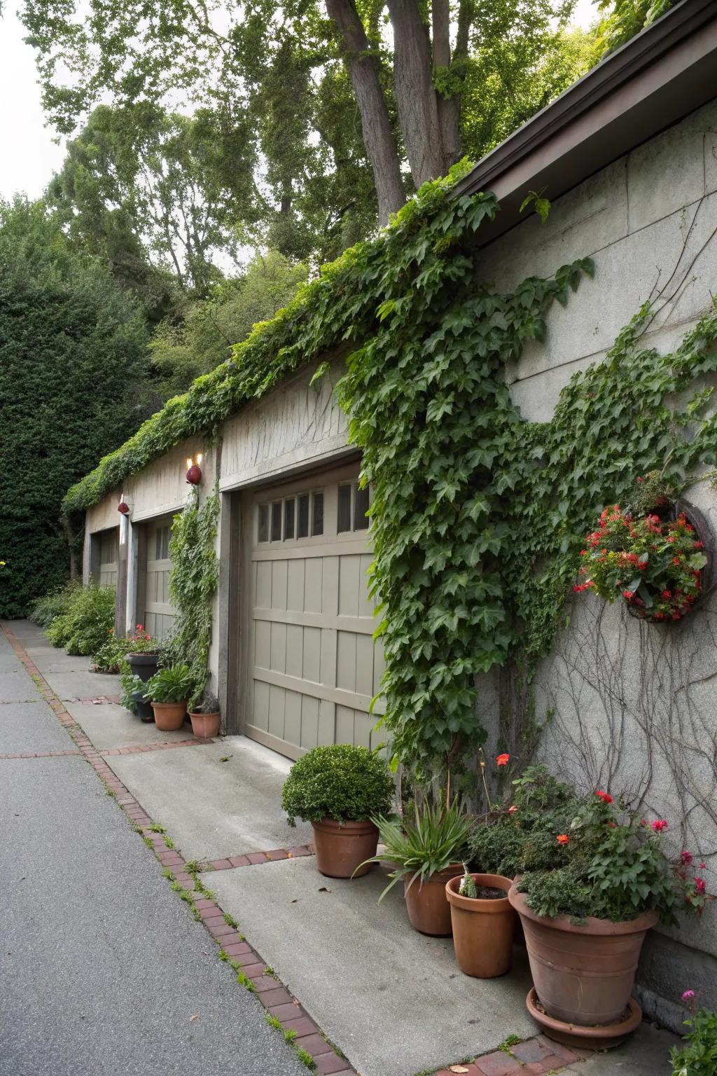 Trailing vines crafting a rich green screen.