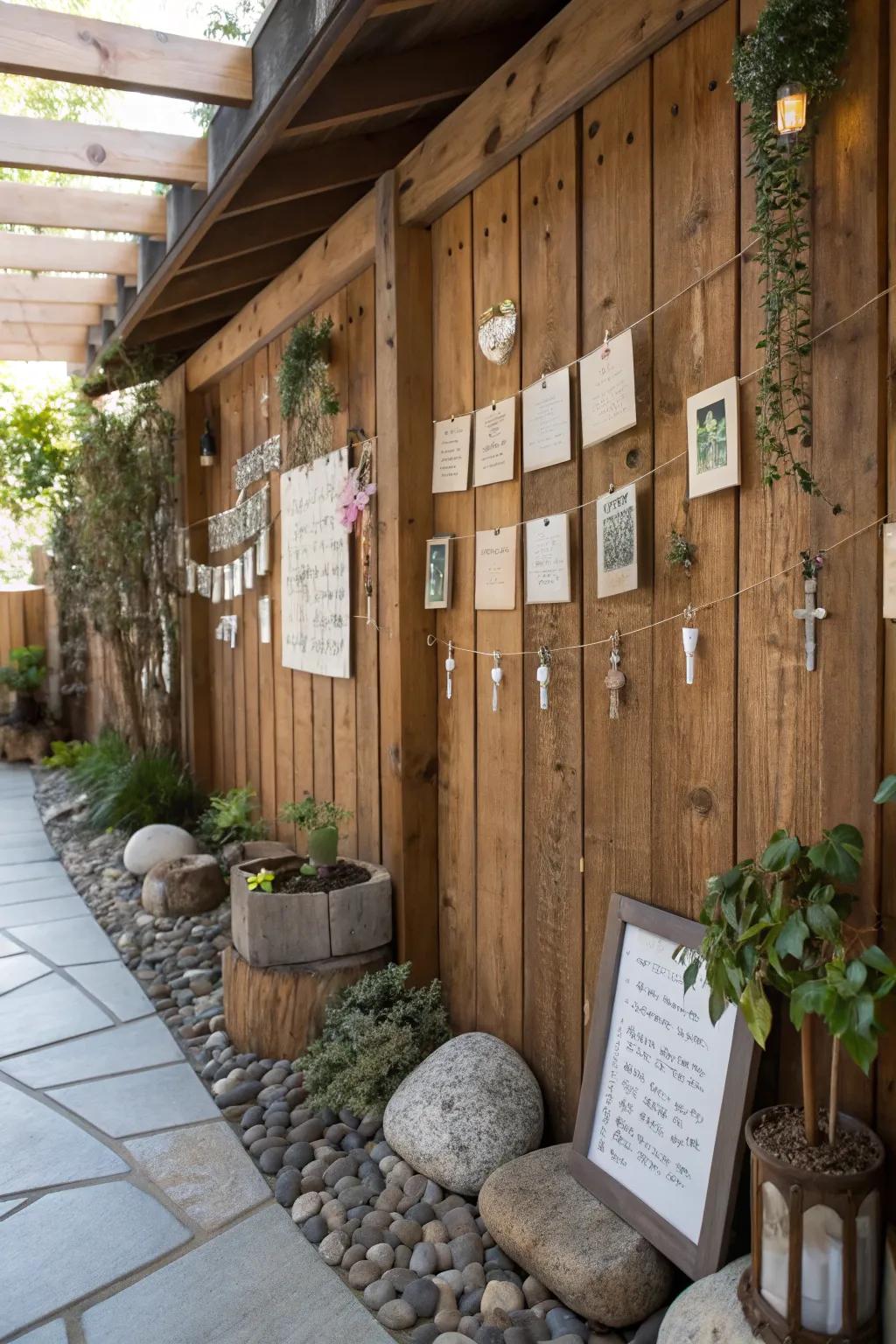 A snug prayer area using organic wood features and decor.