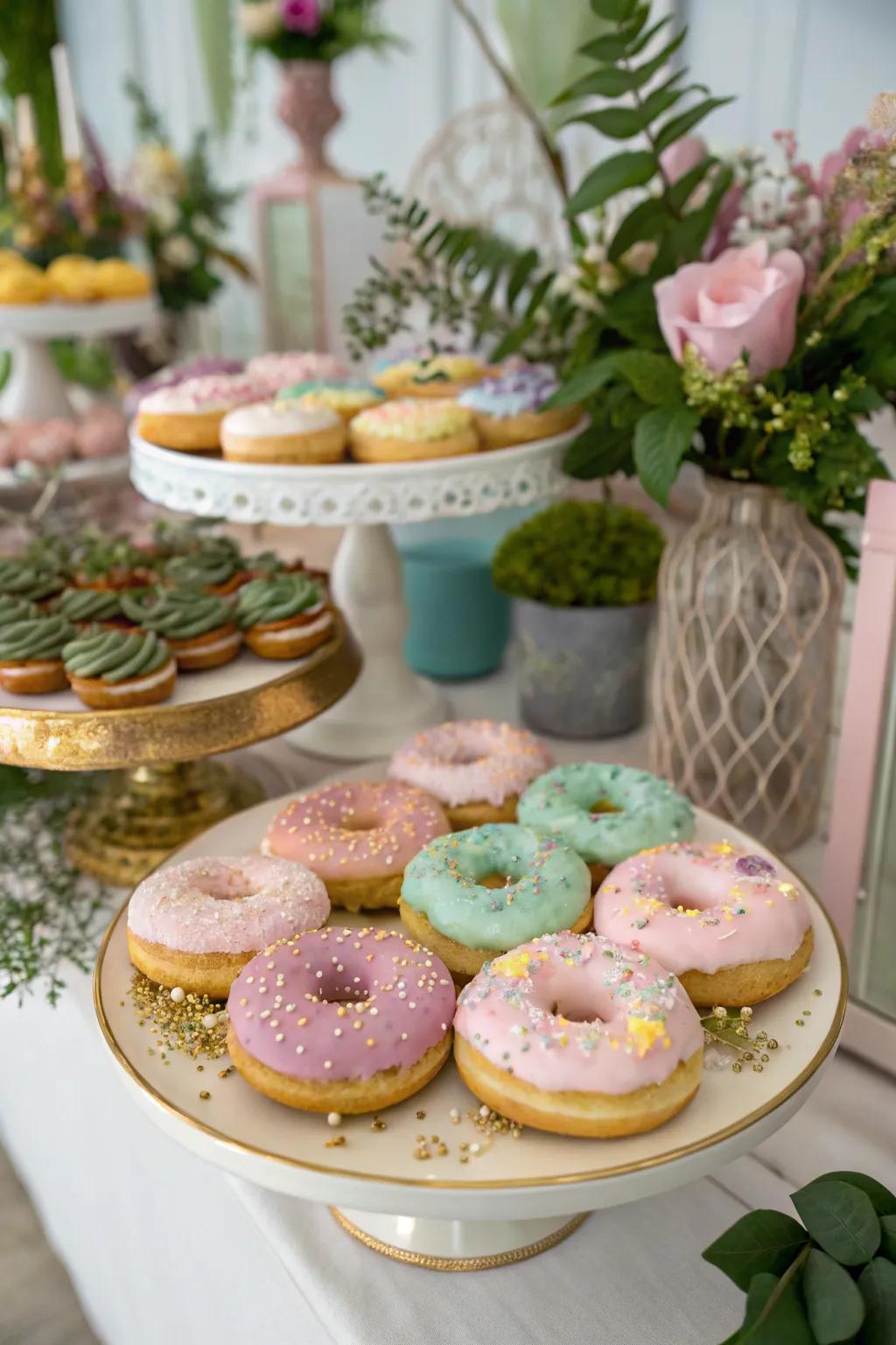Sparkle coated donuts add a shimmer to your dessert choices.