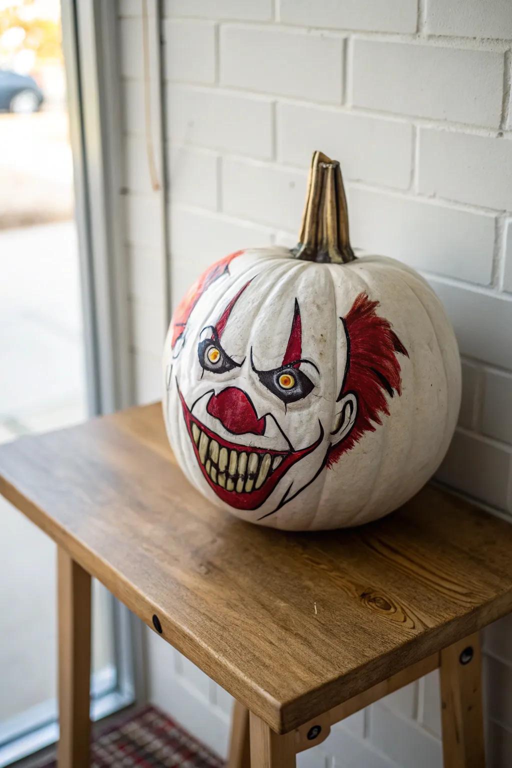 Gaze into the unsettling eyes of a clown unlike ever before. 🎃 #ScaryArt #MinimalistBoho