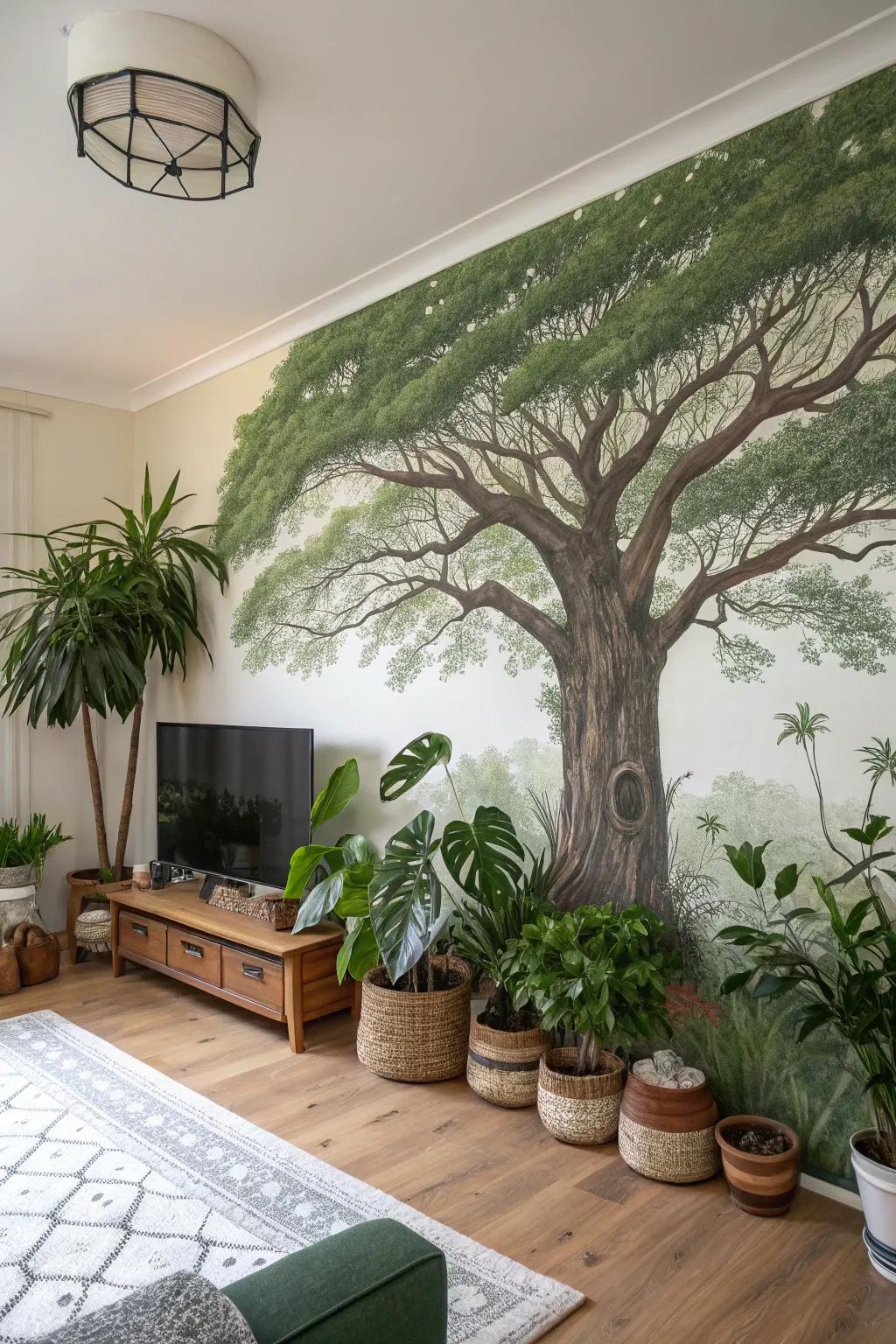 Craft a striking focal point with a tree landscape art.