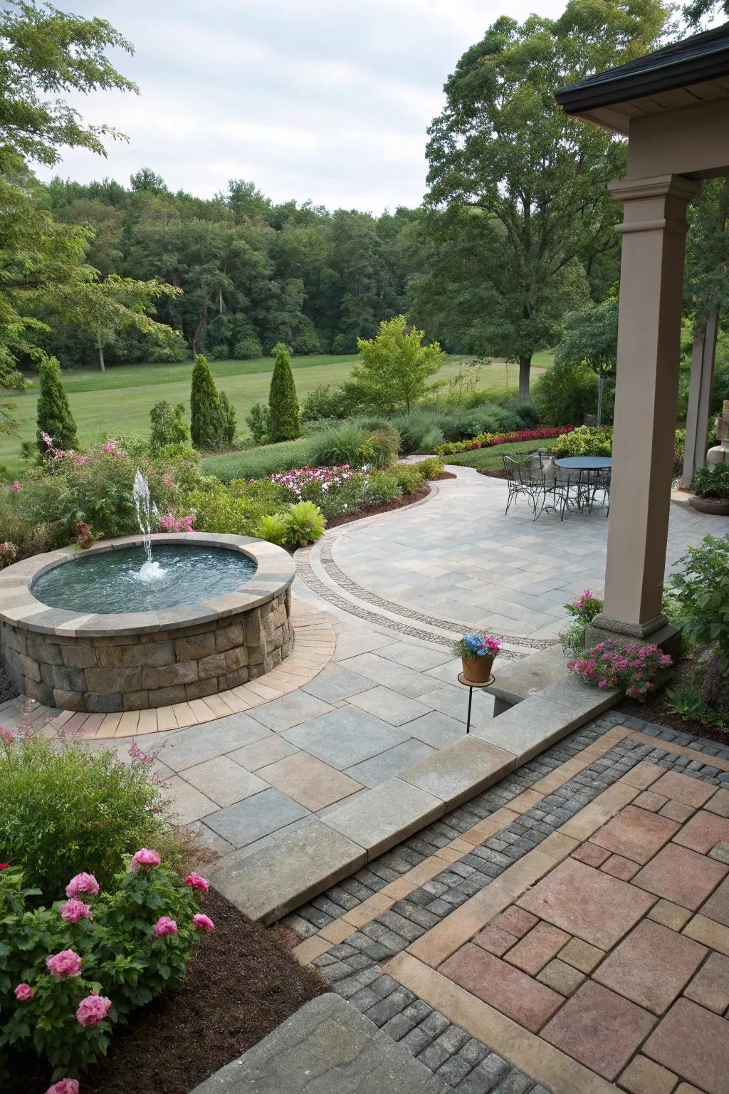 Connecting the patio with nature elevates the outdoor experience.