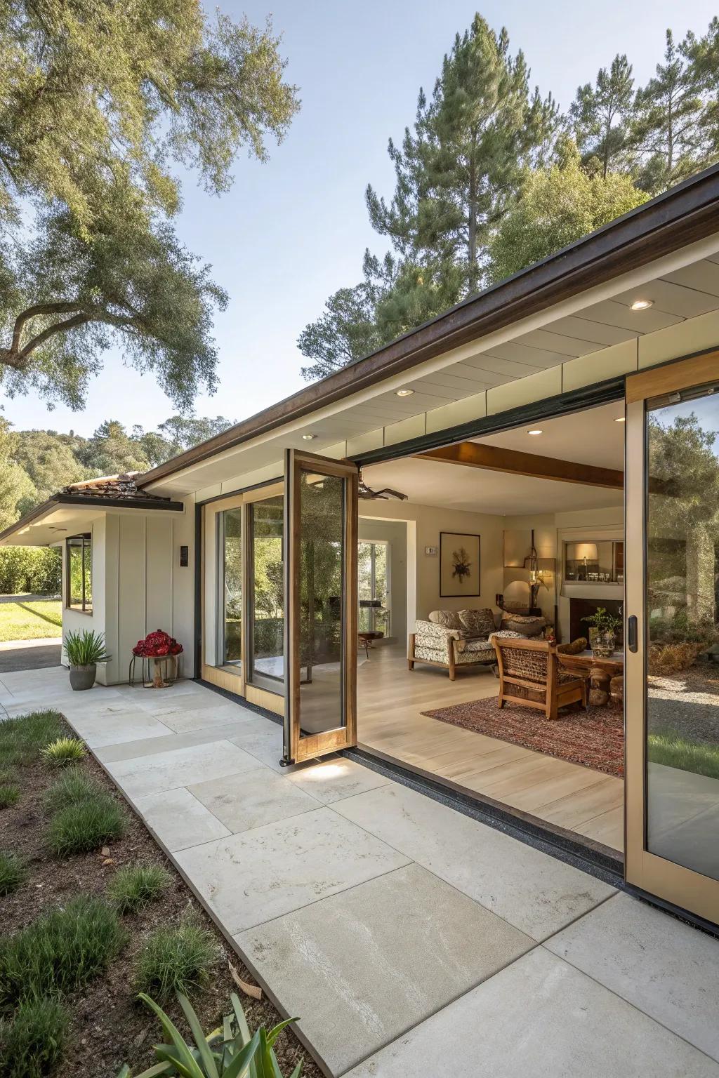 Seamless transitions between indoor and outdoor spaces elevate ranch living.