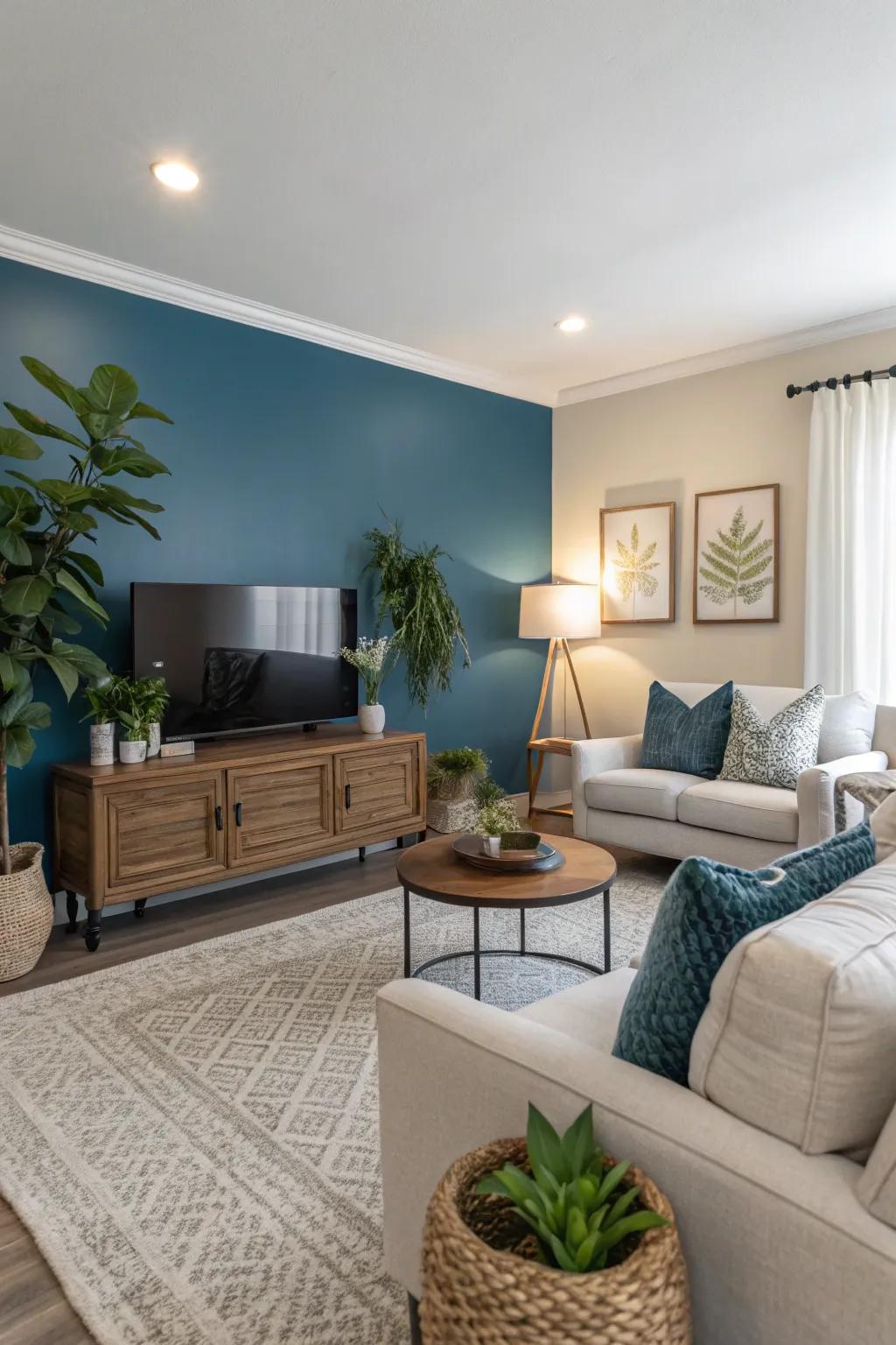 Add depth using a painted feature wall.