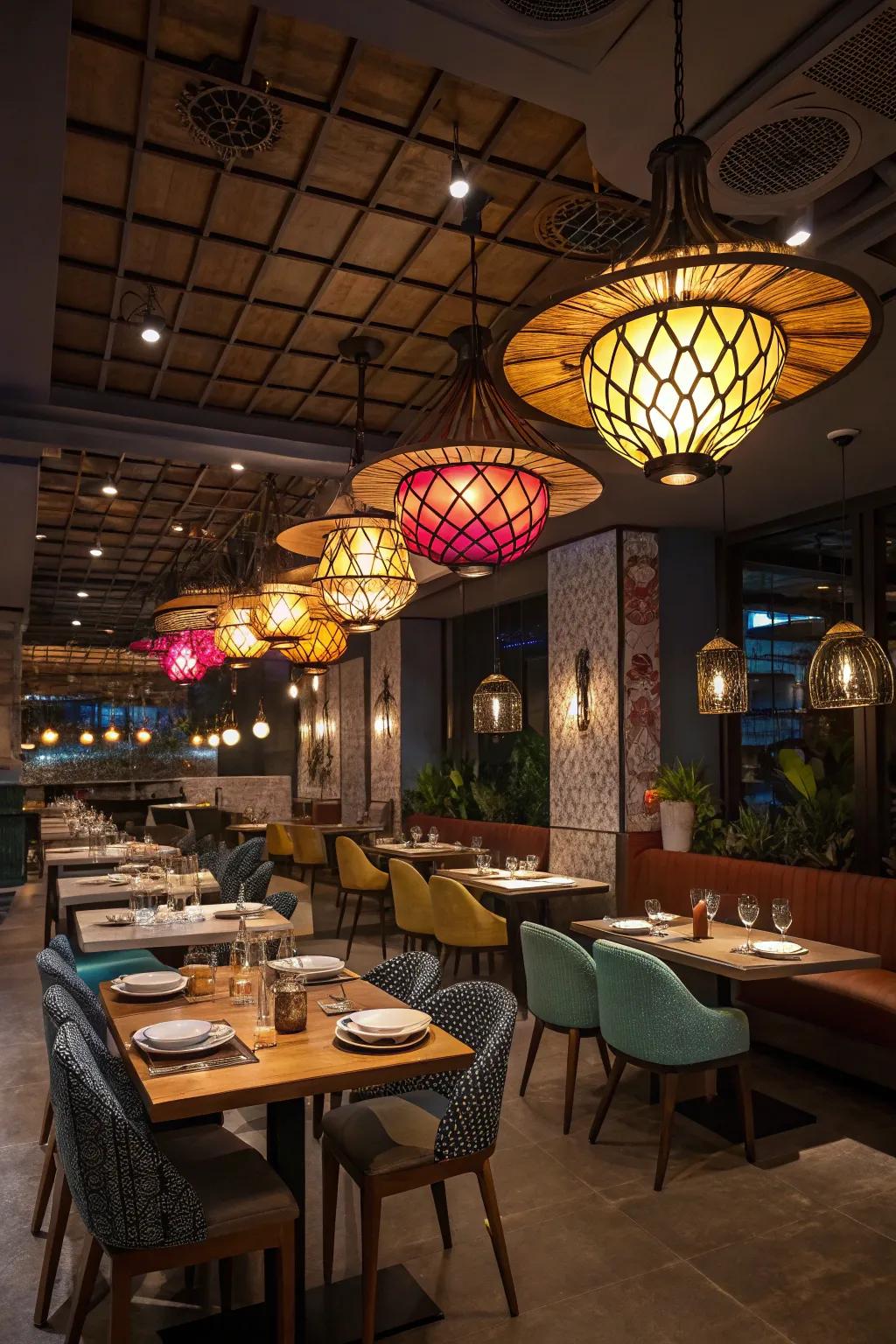 Artistic lighting fixtures make a striking statement.