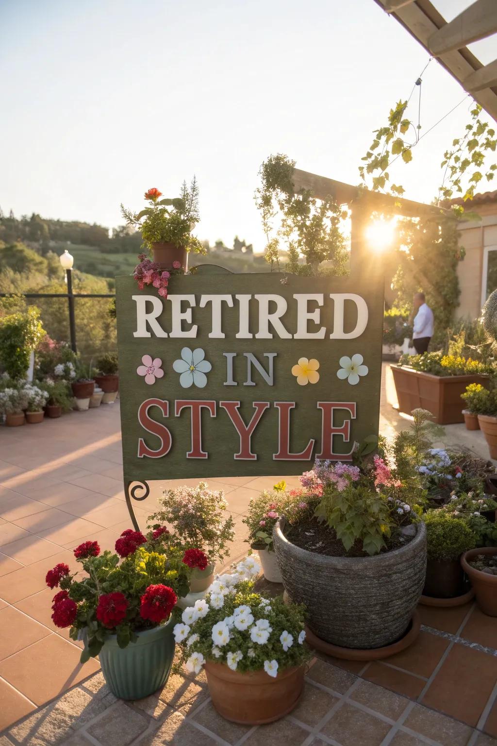 Backyard-themed signs bring a refreshing vibe.