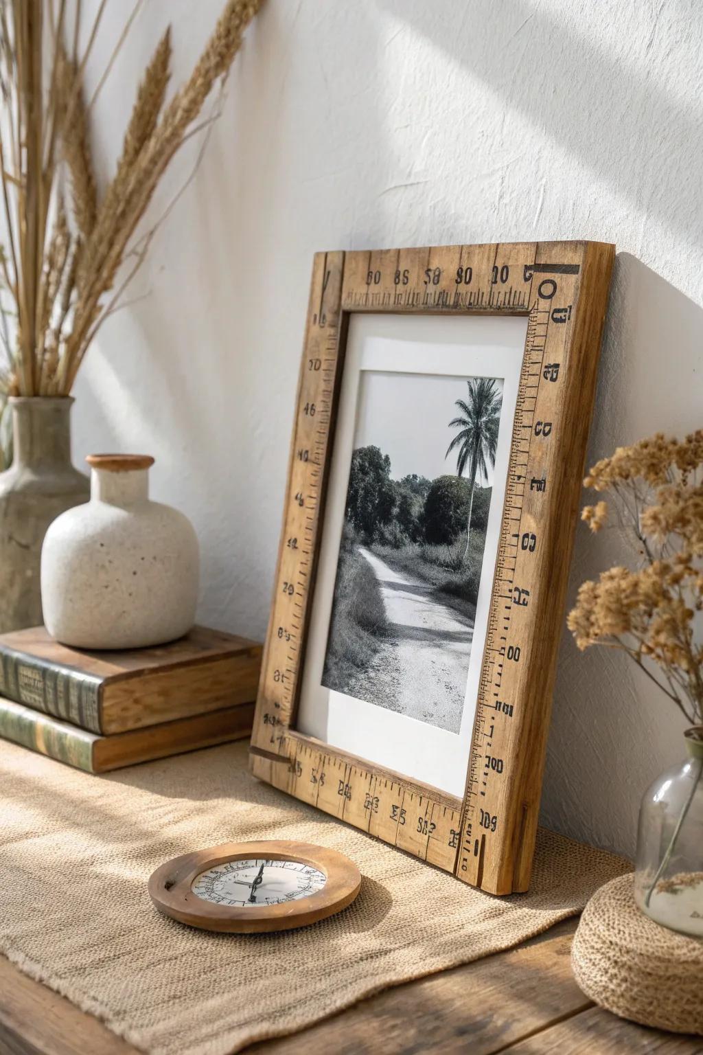 Turn past-era rulers into lovely decor with a memory-filled twist. Ideal for adding rustic warmth to any minimalist area.