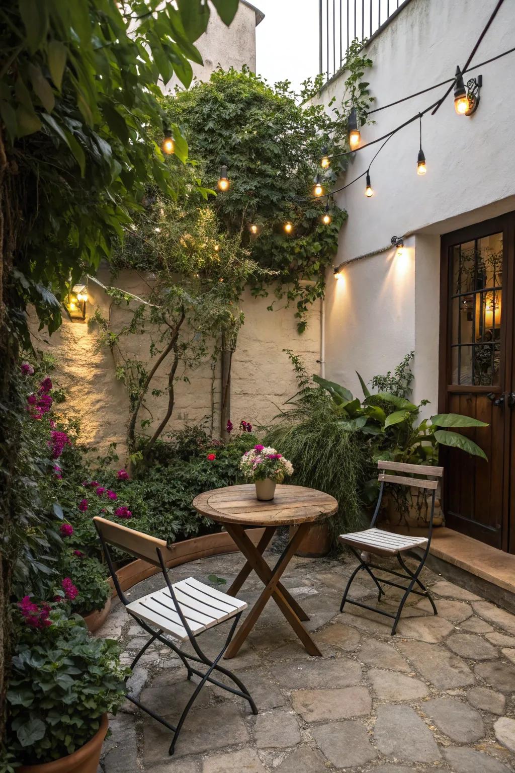 A compact design lets this patio feel personal and inviting.