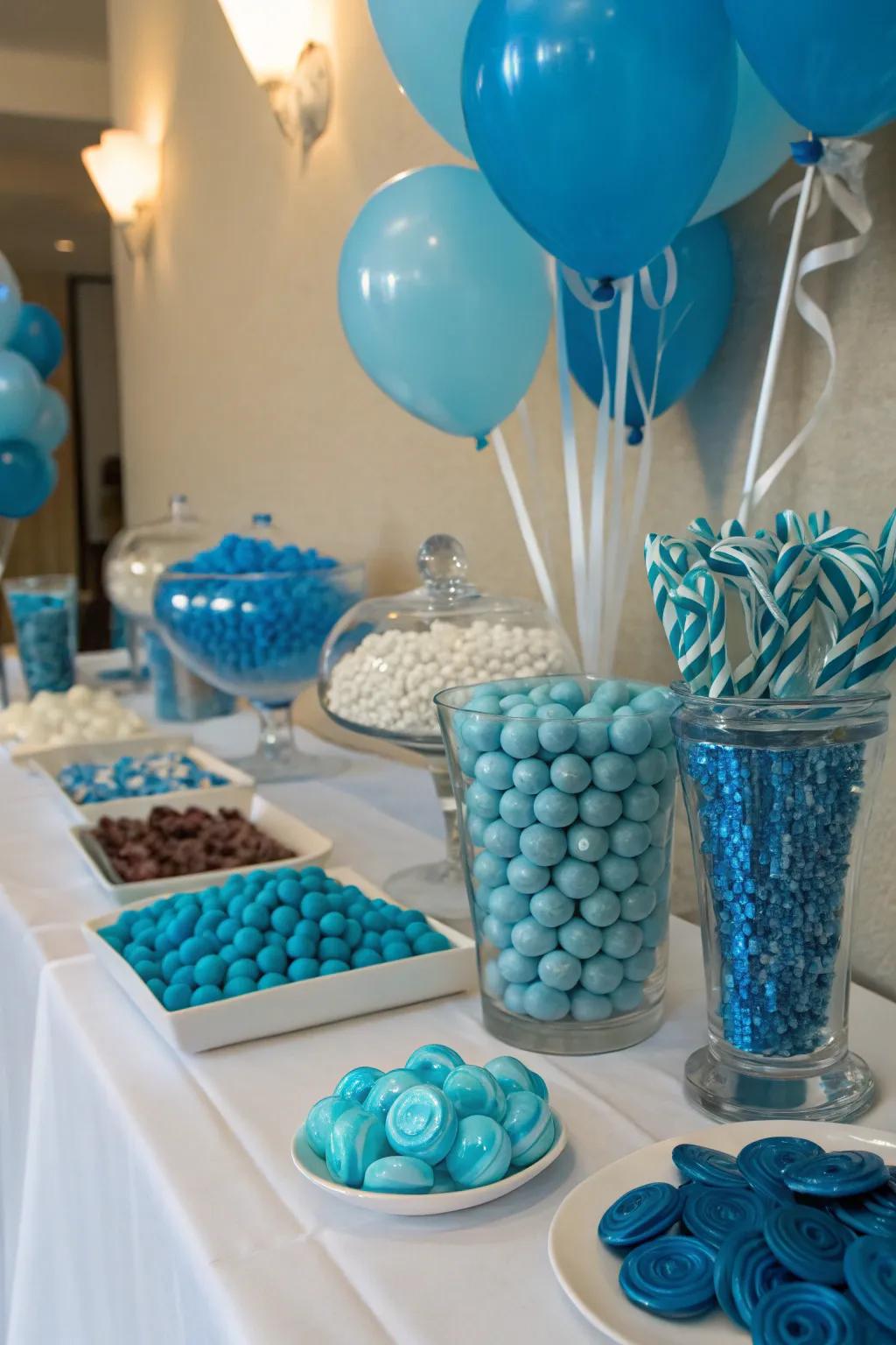 A blend of diverse blue hues injecting richness and intrigue.