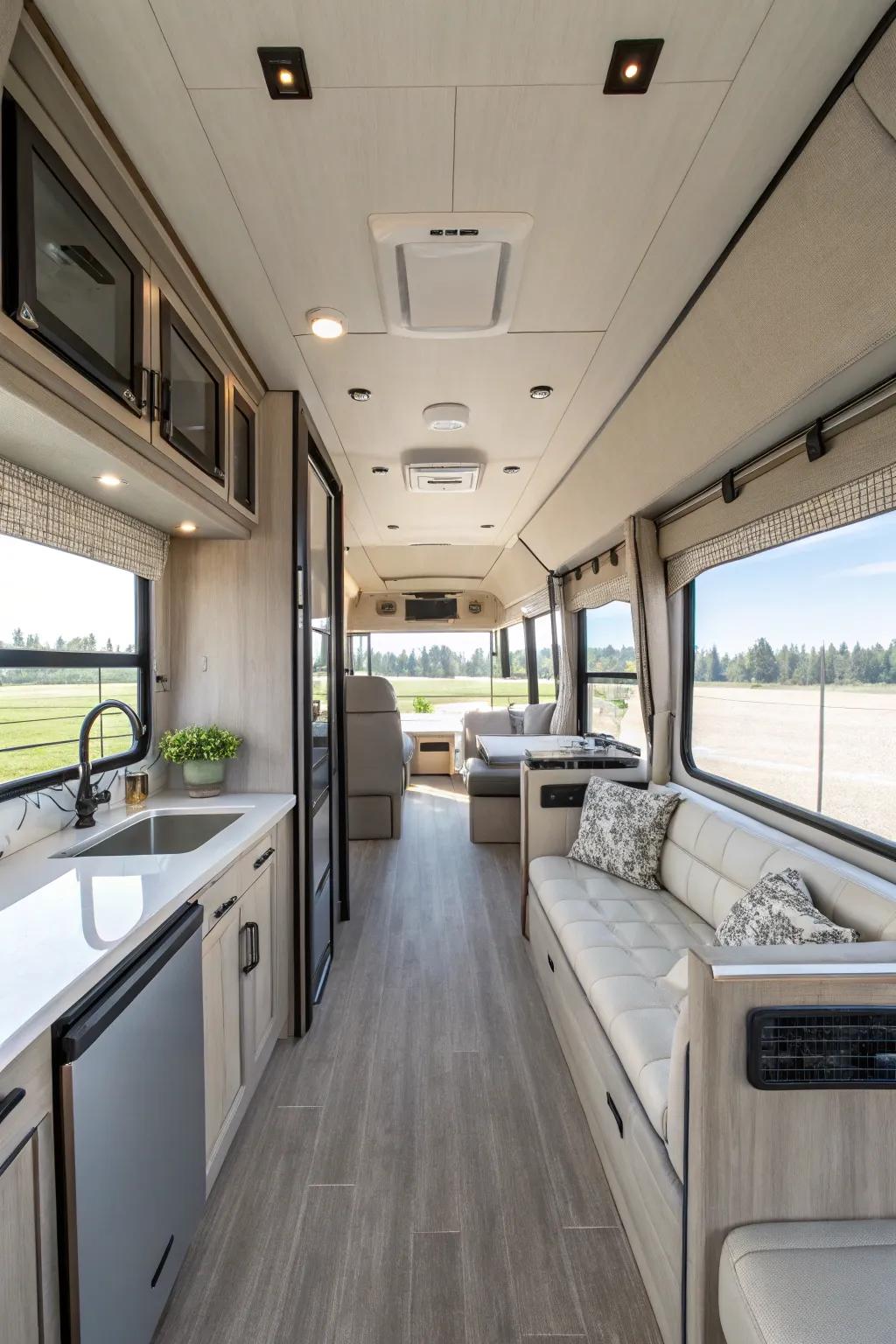 Expansive spaces evoke a sensation of liberty and spaciousness.