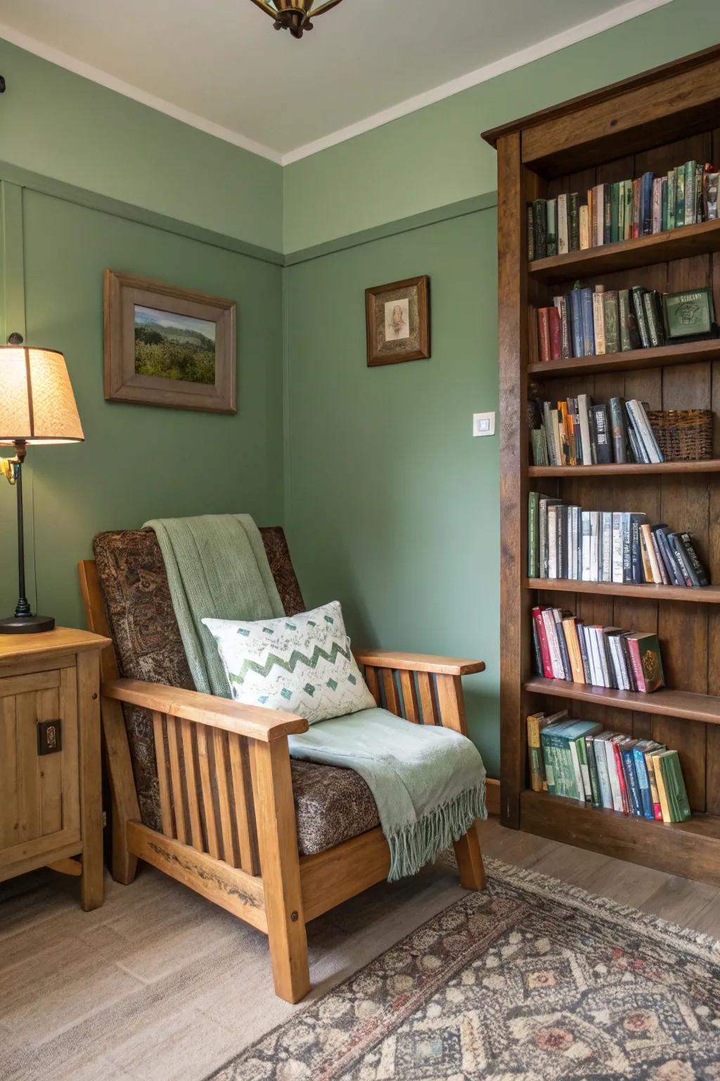 A comfy studying alcove with a country-style twist.