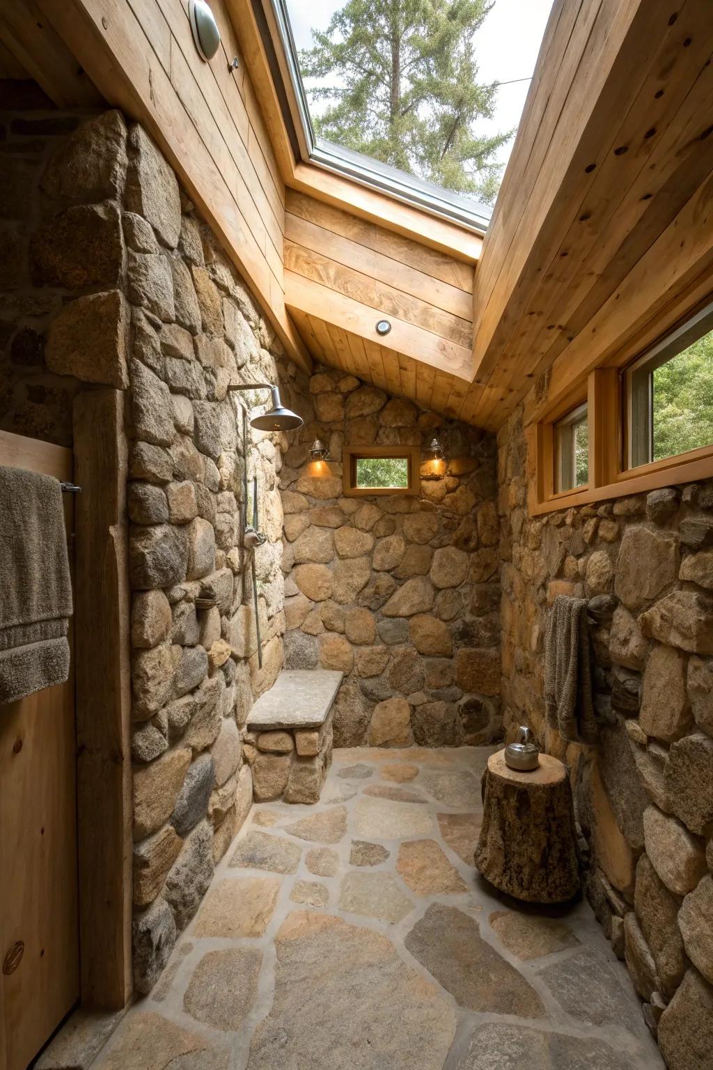 Topside windows brighten your shower space with natural illumination.