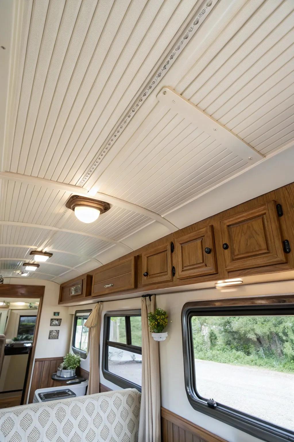 Painted beadboard ceilings bring classic charm to your RV.