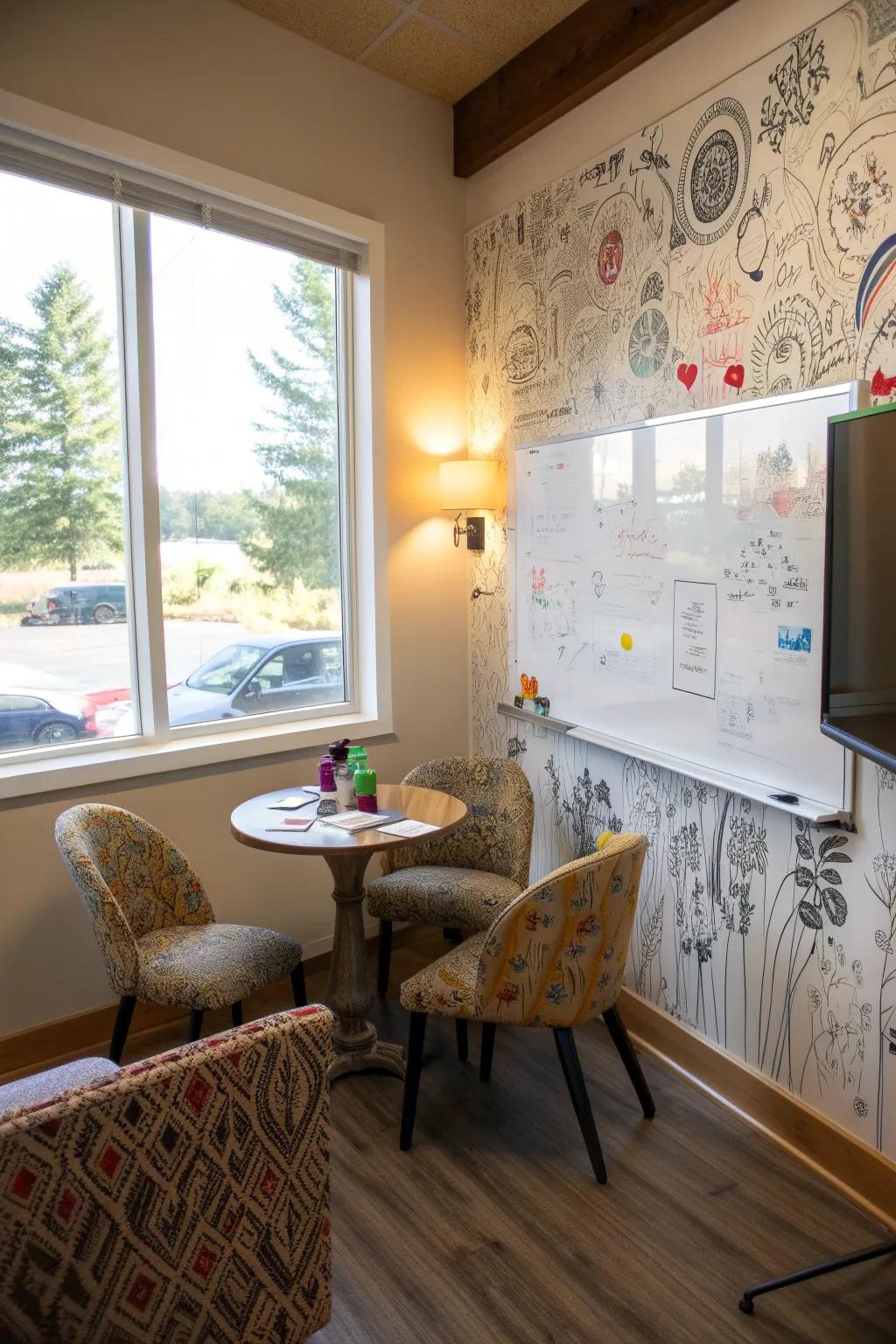 An interactive whiteboard fosters imagination and cooperation.