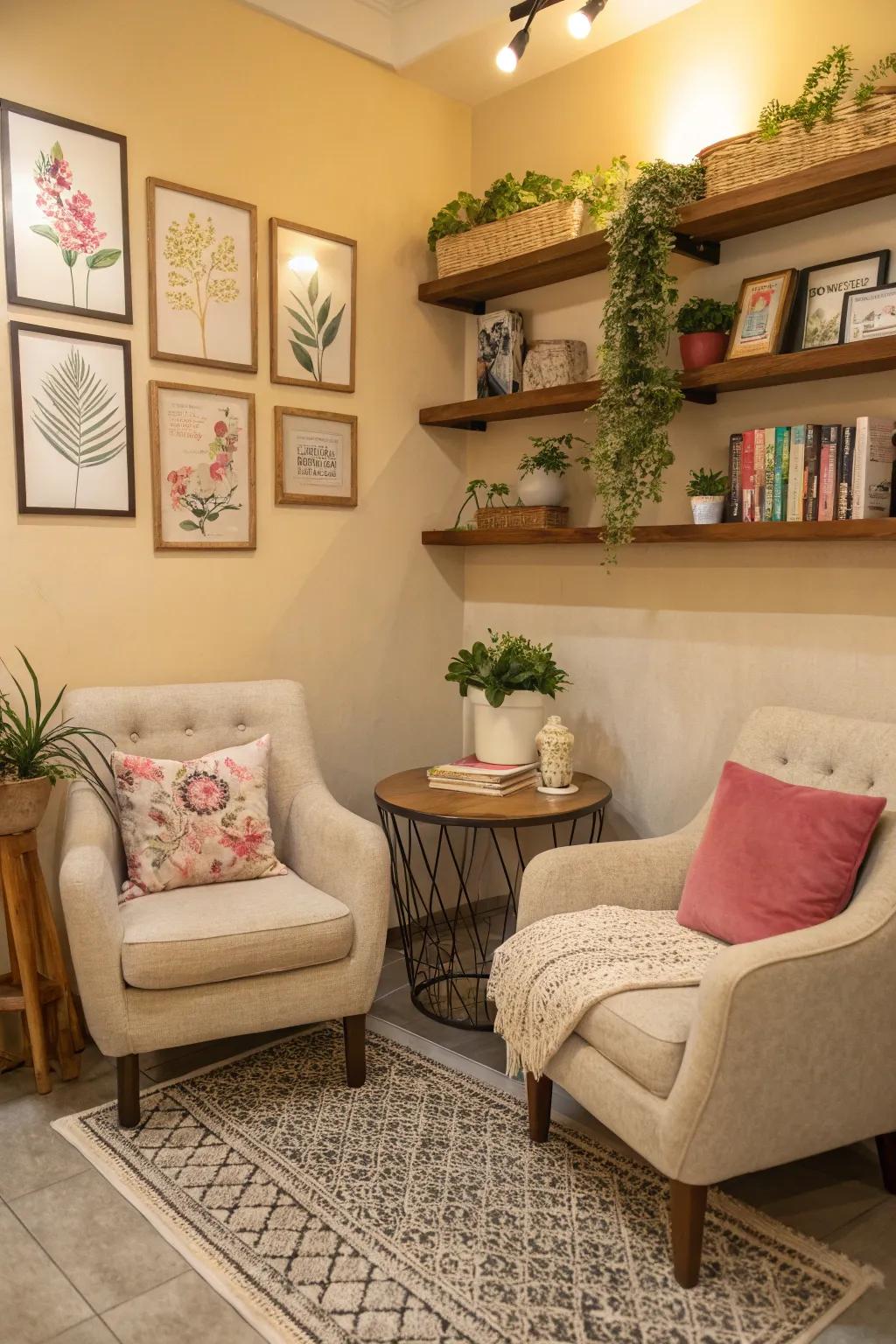 Invite patrons to stay in an inviting nook.