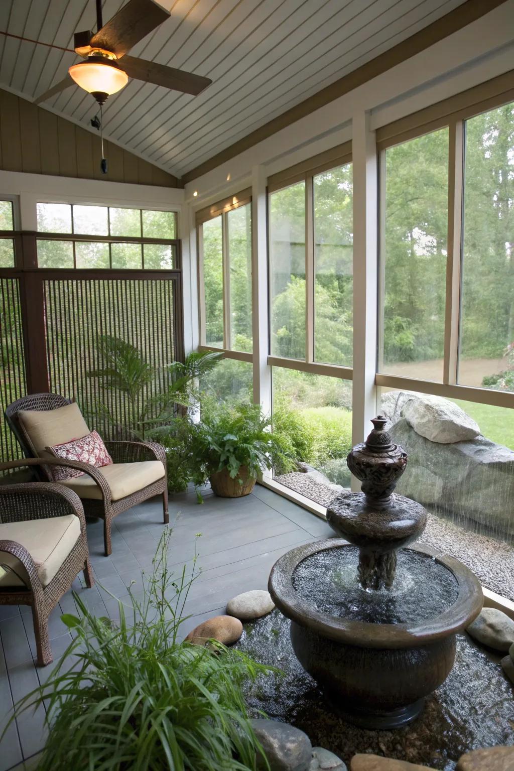A Zen-inspired porch gives tranquility and peace.