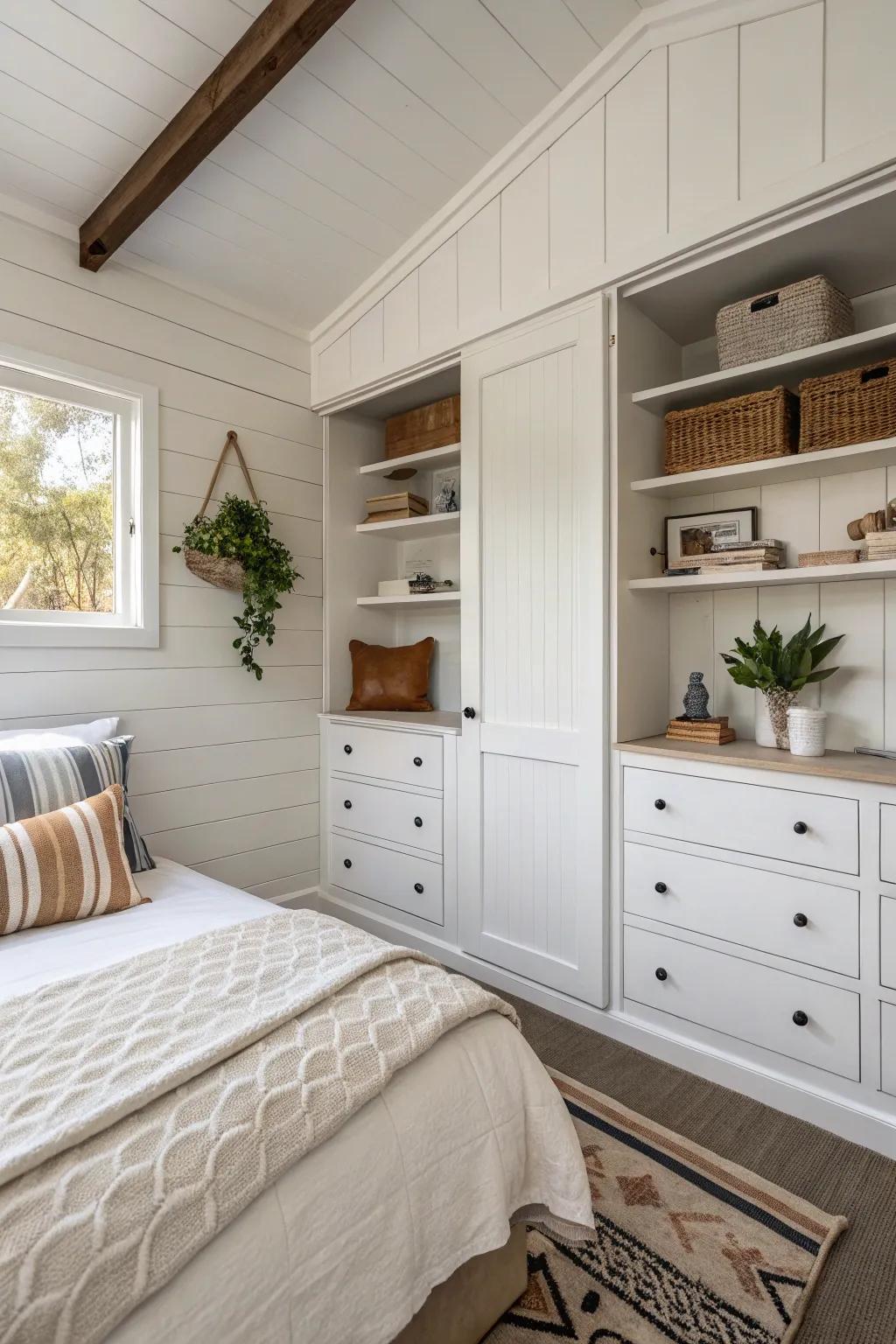 Built-in storage keeps your shed organized and clutter-free.
