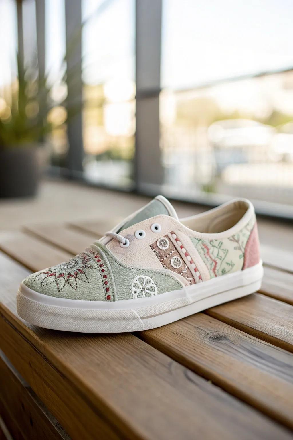 Step into your style with a touch of patchwork chic. 🌿👟 #CraftedWithLove #ScandiBoho