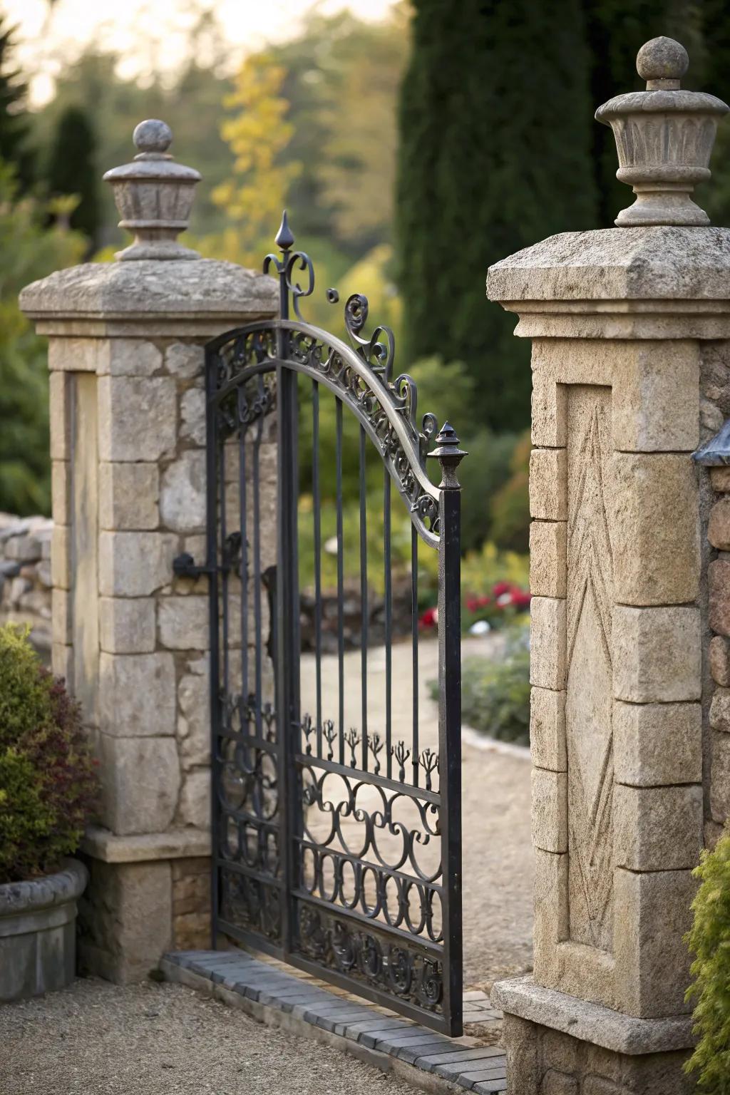 A rock and iron entrance, uniting robustness with style.