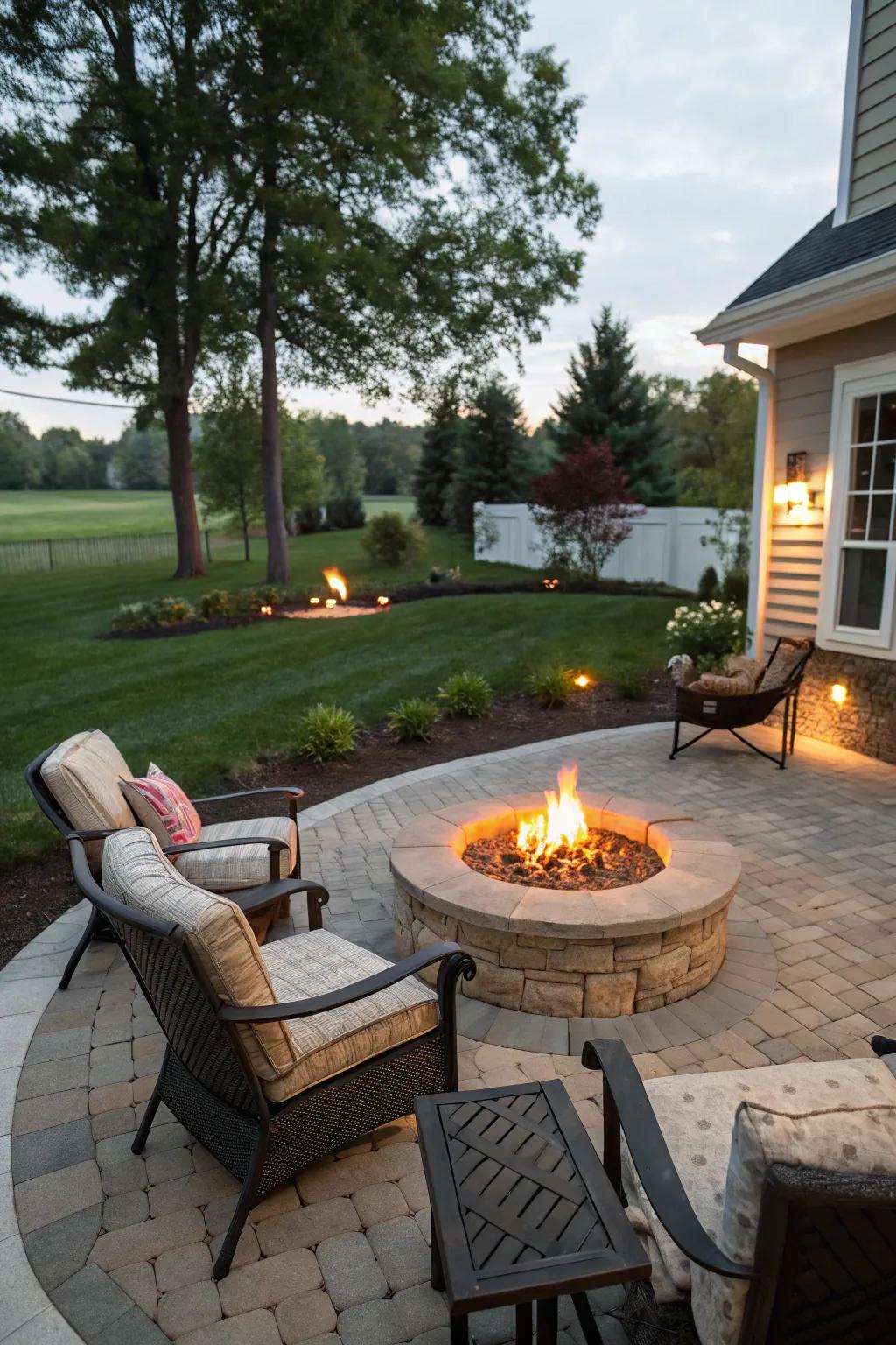 A fire pit transforms your side yard into a cozy sanctuary.