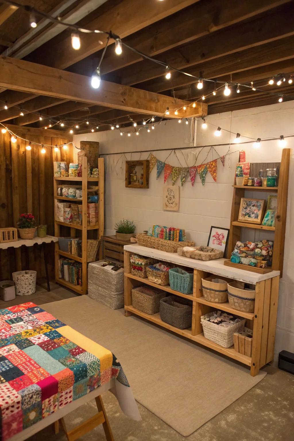 Handcrafted elements adding a unique feel to your basement.